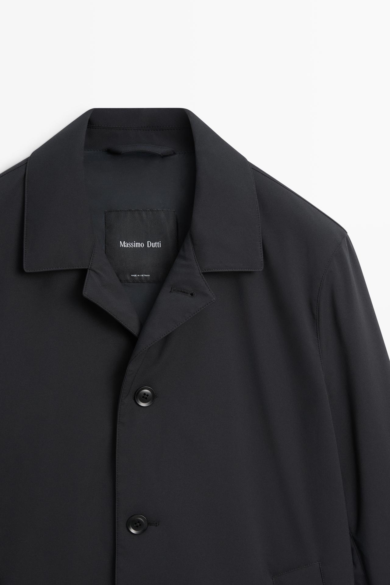 Long collar detail trench coat — DARK NAVY