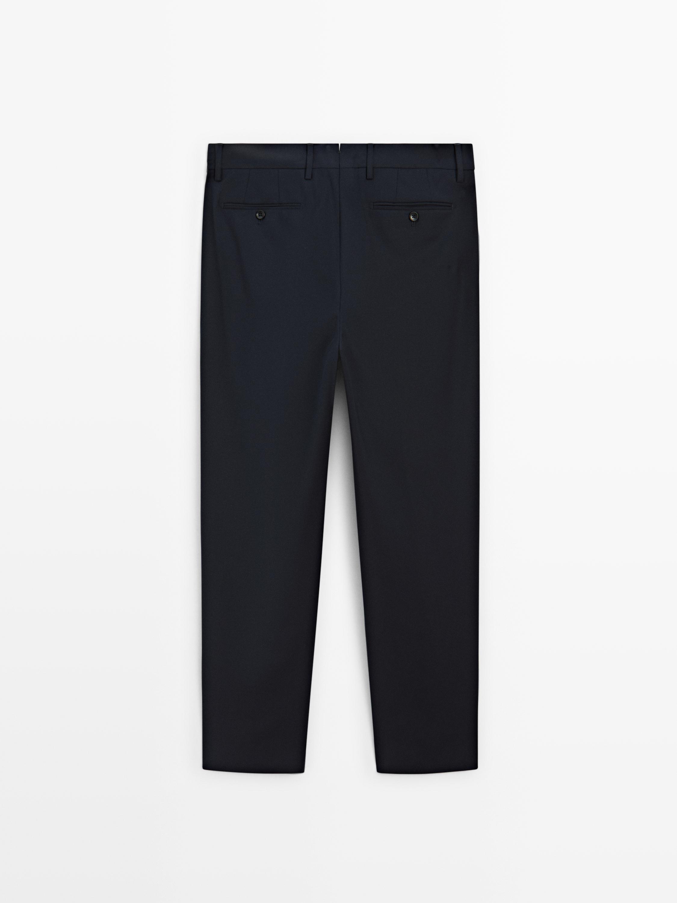 Cool wool blend suit trousers — NAVY BLUE