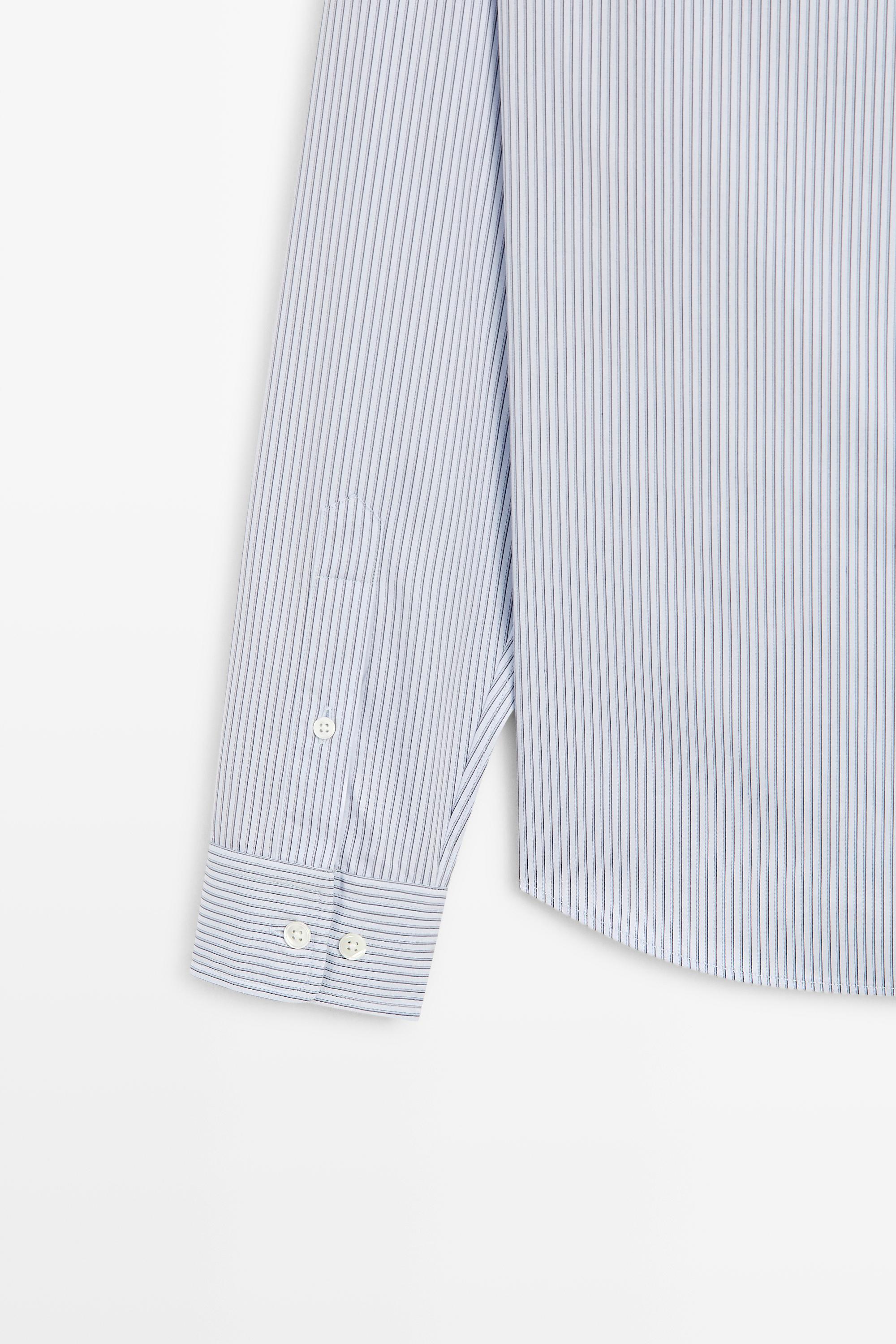 Massimo Dutti %100 pamuklu regular fit çizgili gömlek görsel 4