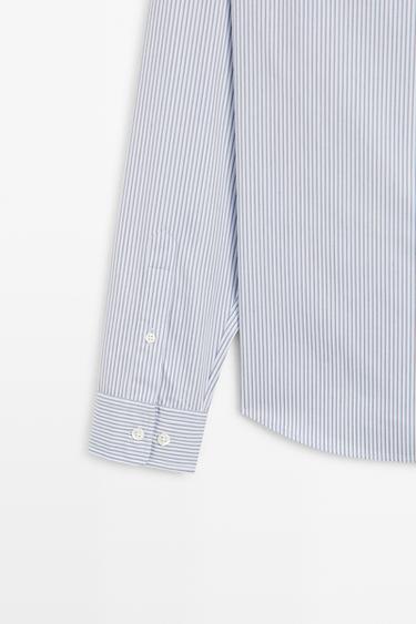 100% cotton regular fit striped shirt — SKY BLUE 7