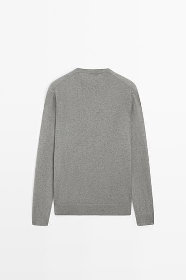 Cotton blend knit sweater — ANTHRACITE GREY 6