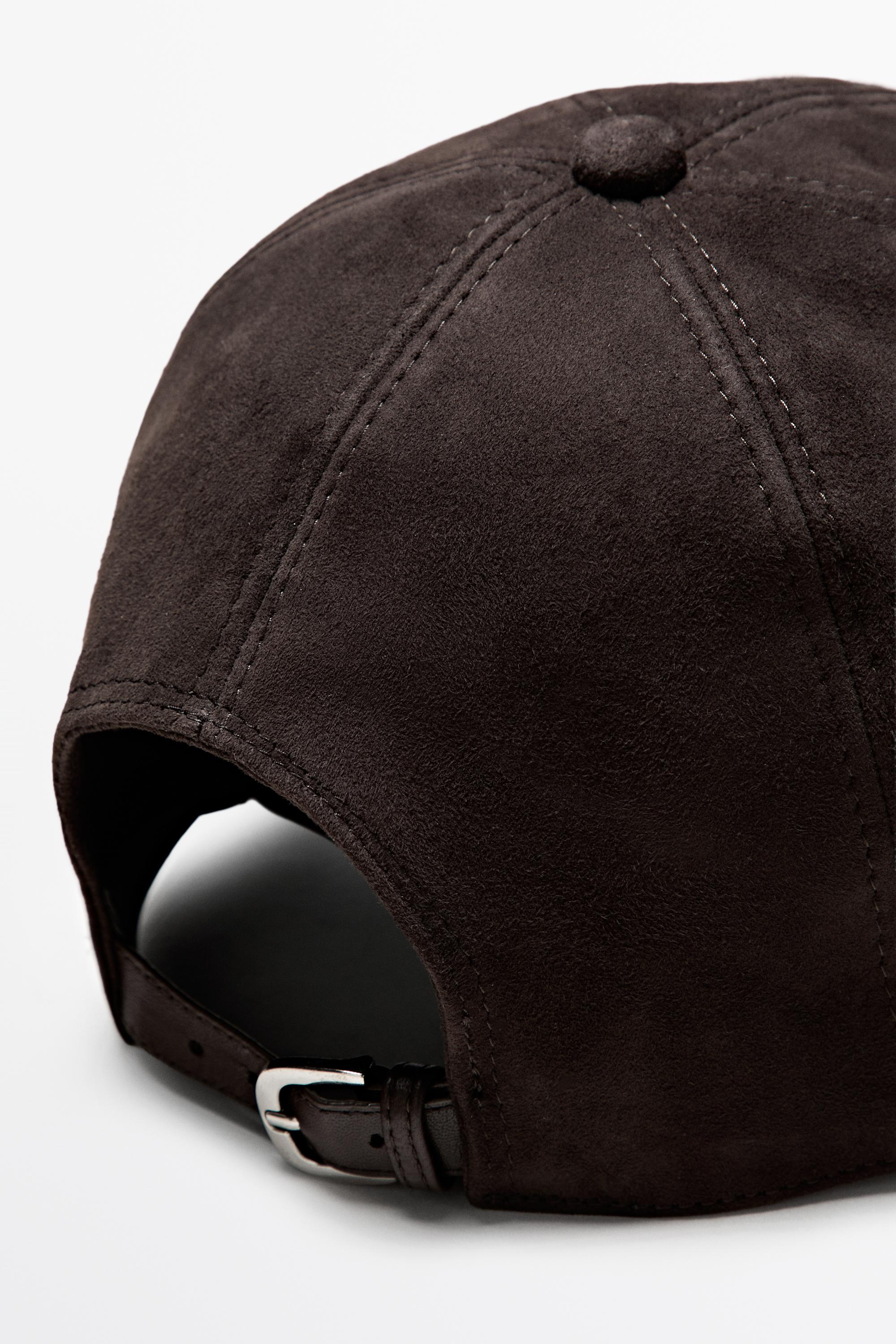 Suede leather cap — BROWN