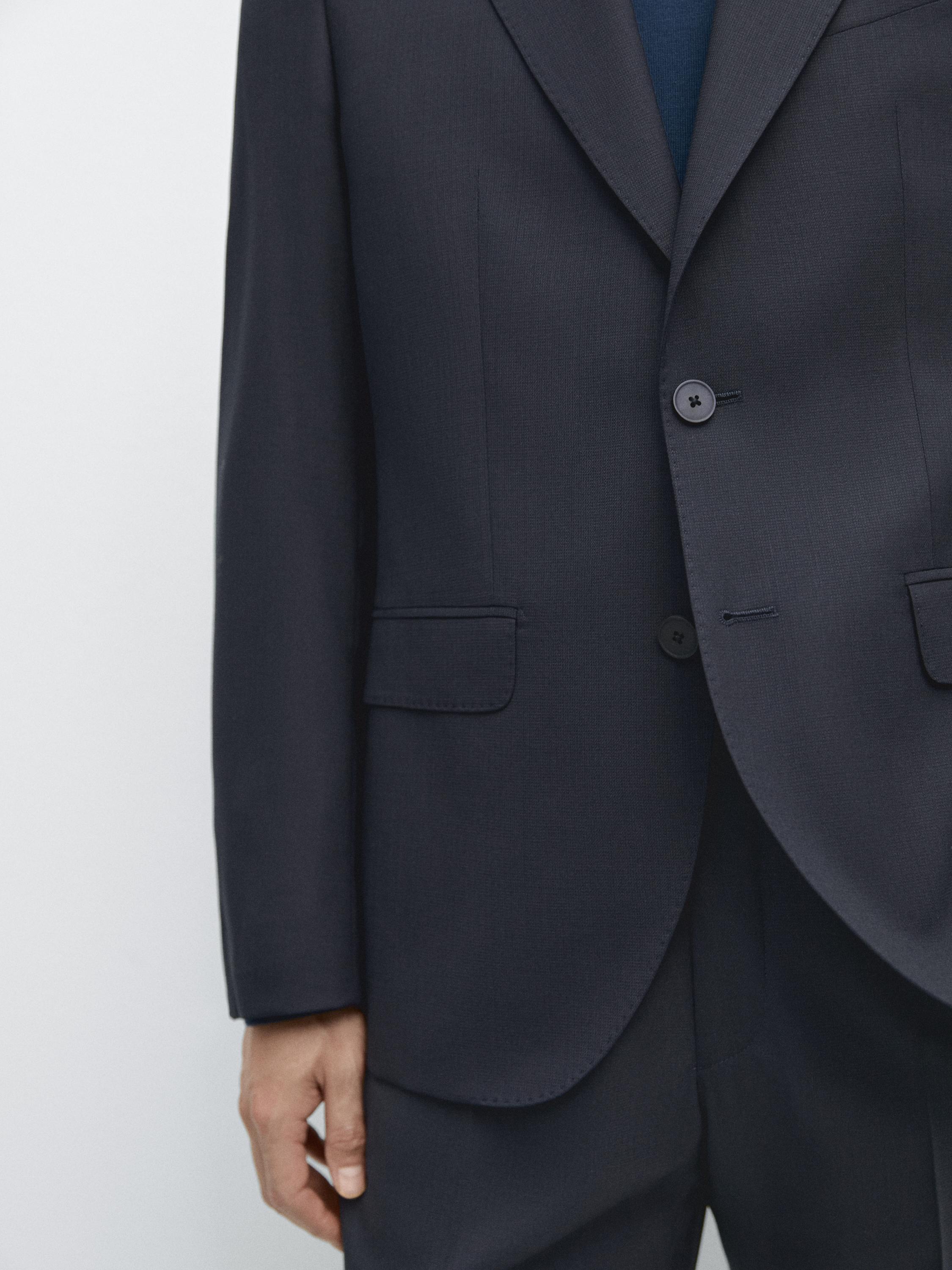 Cool wool blend suit blazer — NAVY BLUE