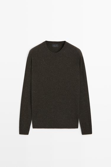 Heathered wool knit sweater — BROWN 2
