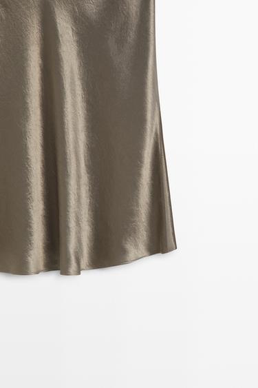 Satin flared midi skirt — TAUPE GREY 7