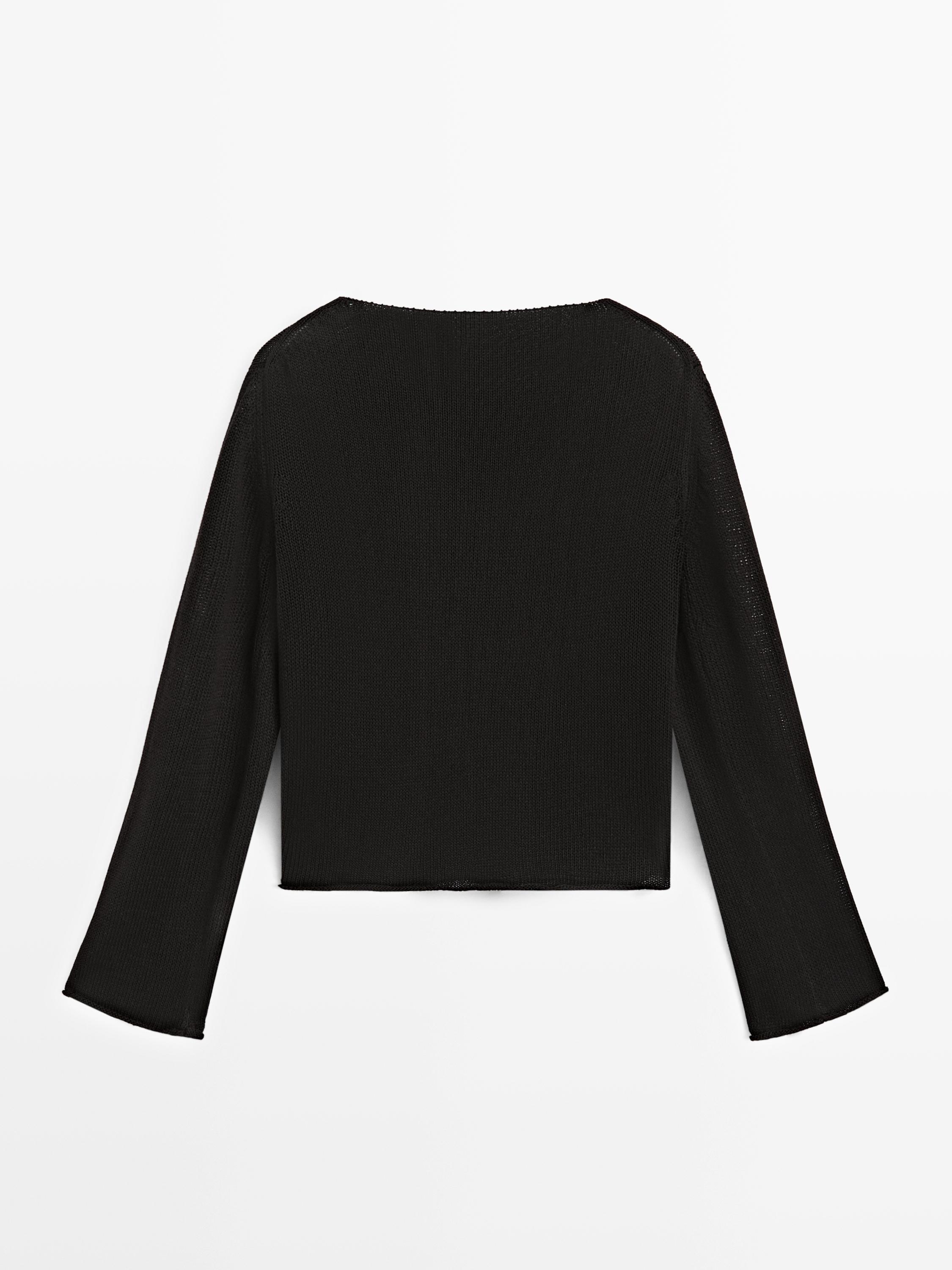 Flowing knit boat neck sweater