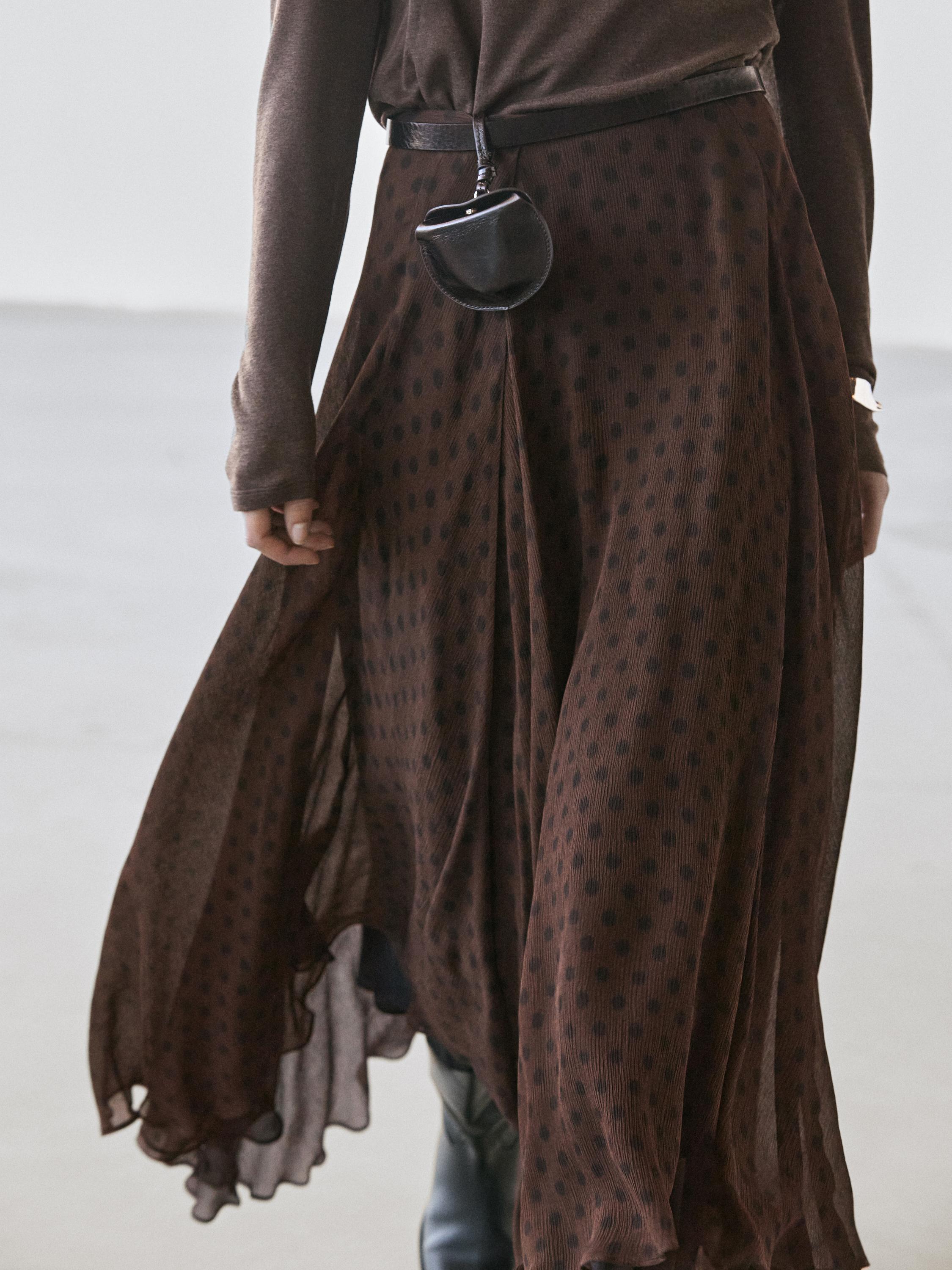 Flared polka dot midi skirt