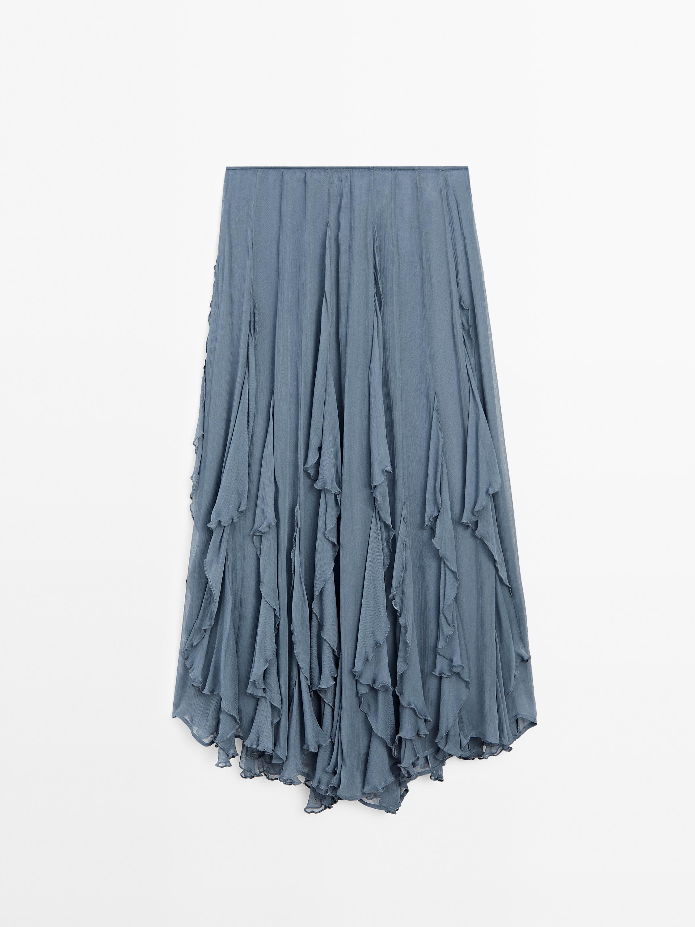 Midi skirt with ruffle detail