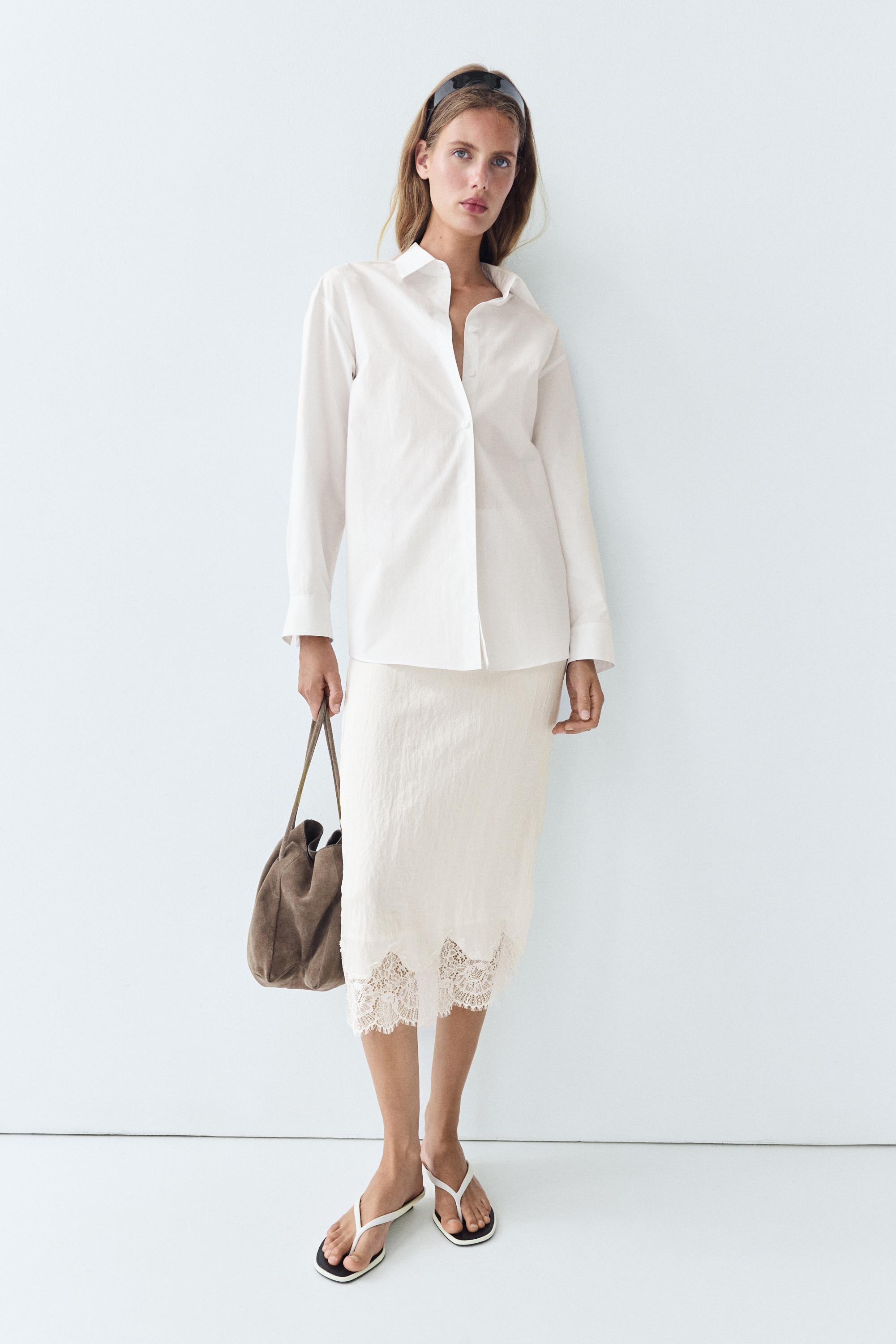 100% cotton poplin shirt — WHITE