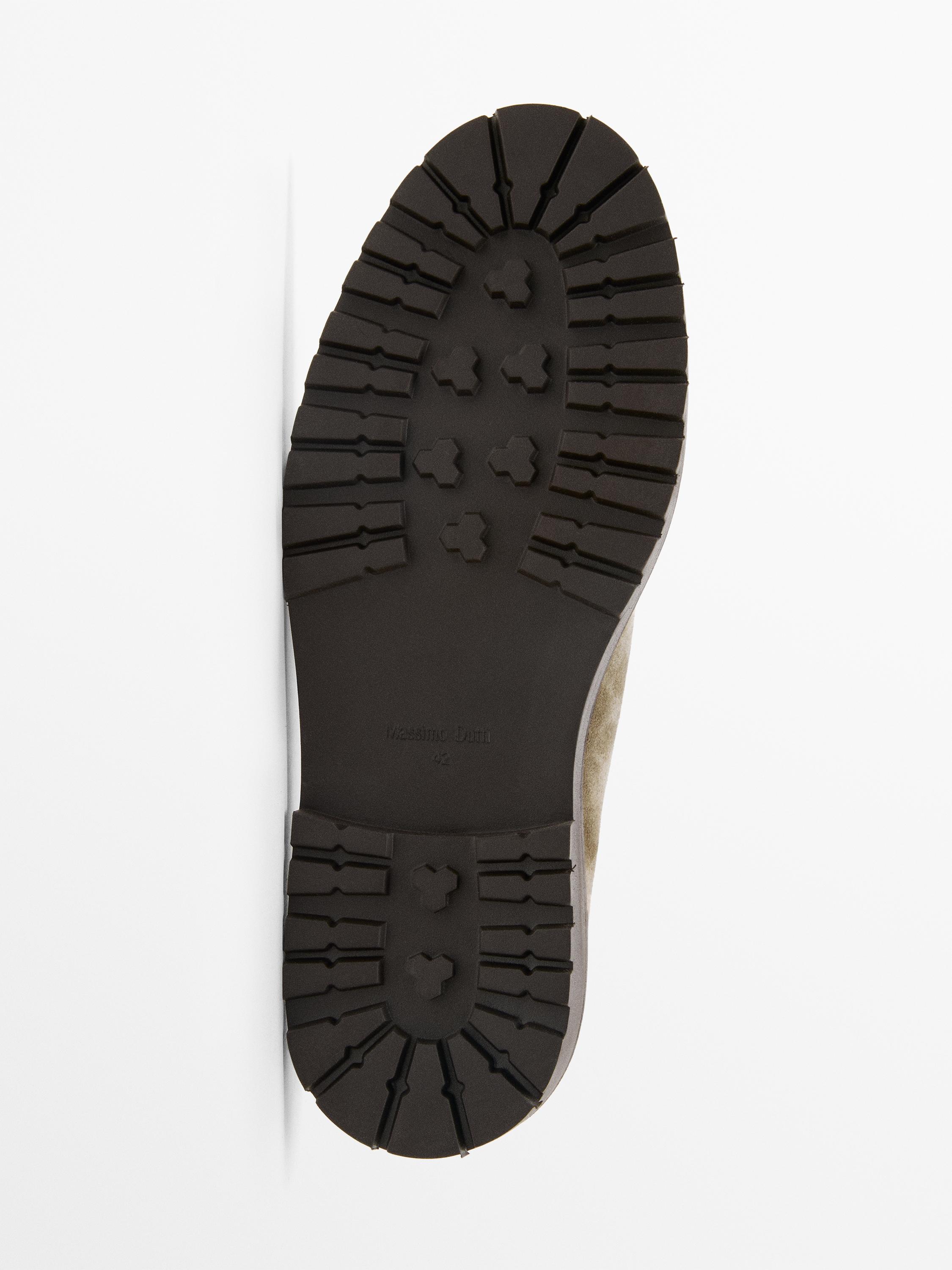 Moc toe split suede shoes — TAUPE