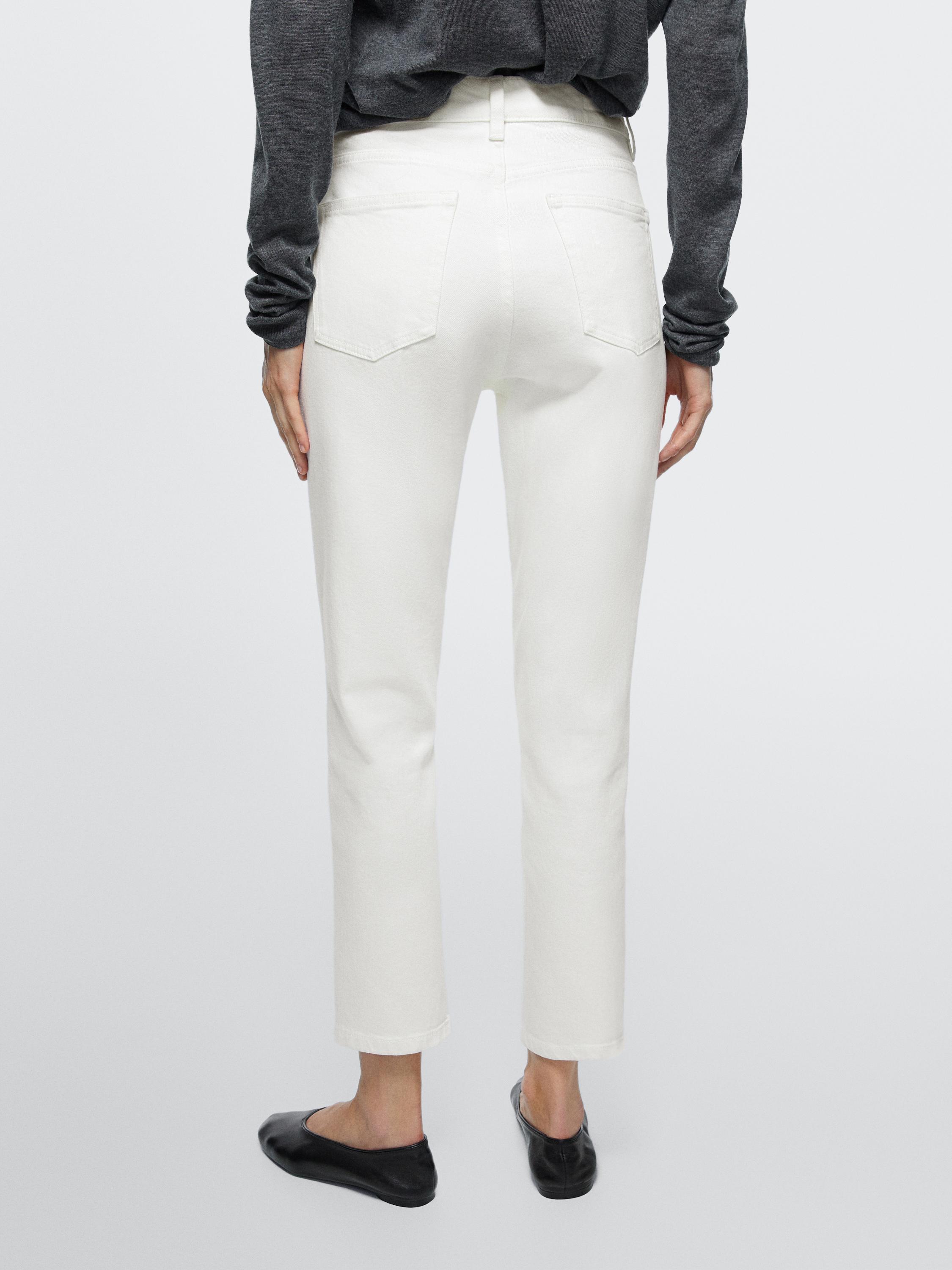 Mid-rise cropped slim fit jeans — Off white