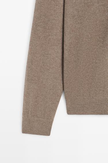 100% cashmere knit polo sweater — Sand 8
