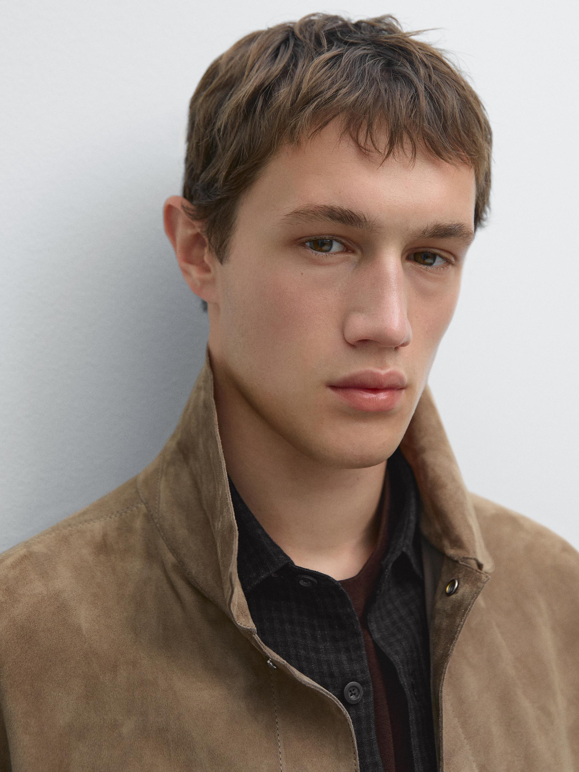 Suede leather overshirt