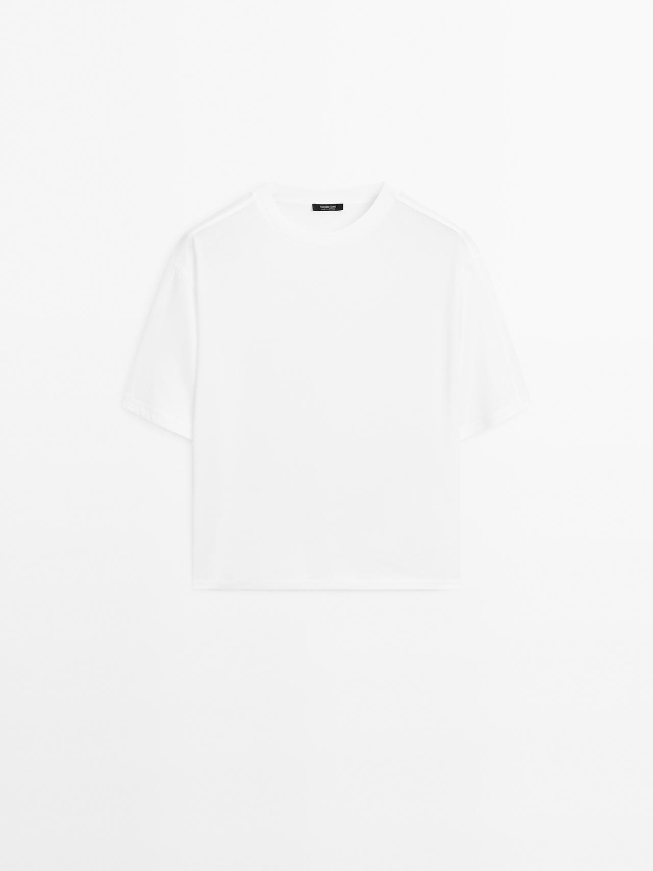 Massimo Dutti - Dame - Oversize T-Shirt Med Sømdetalje - Hvid - M