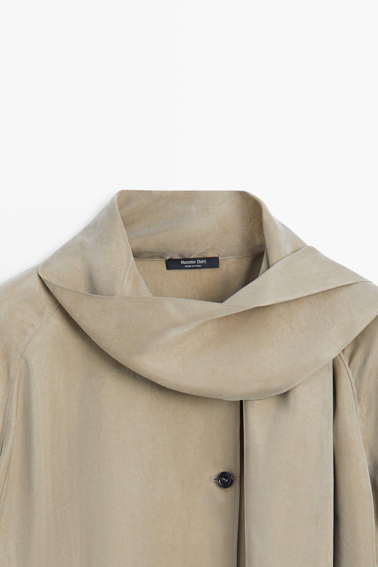 Flowing shirt with scarf detail — SAND