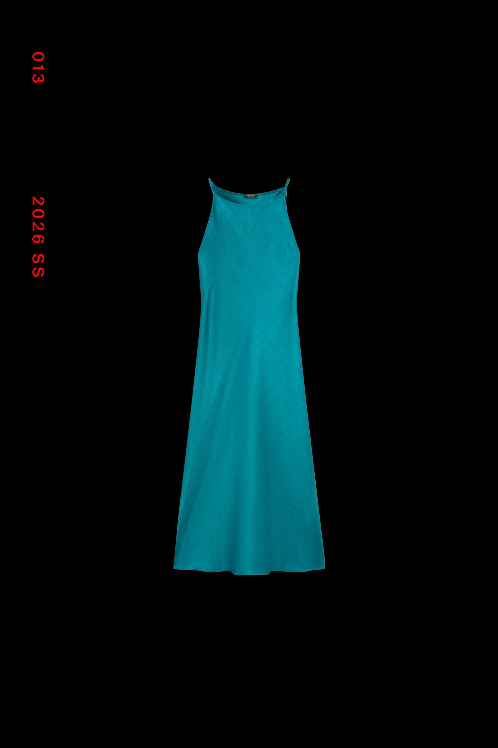 Flowing satin midi dress — BLUE