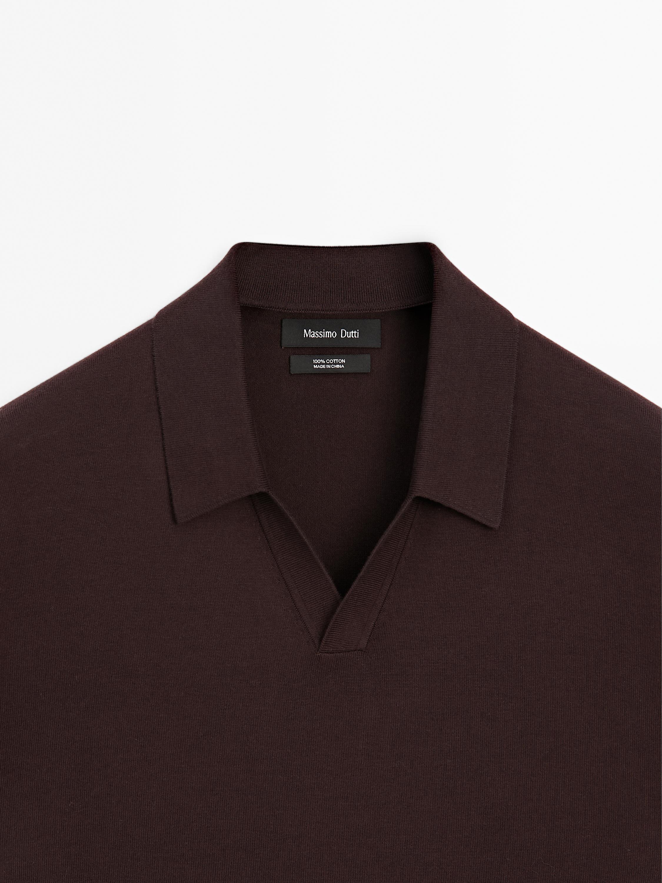 Short sleeve cotton knit polo shirt