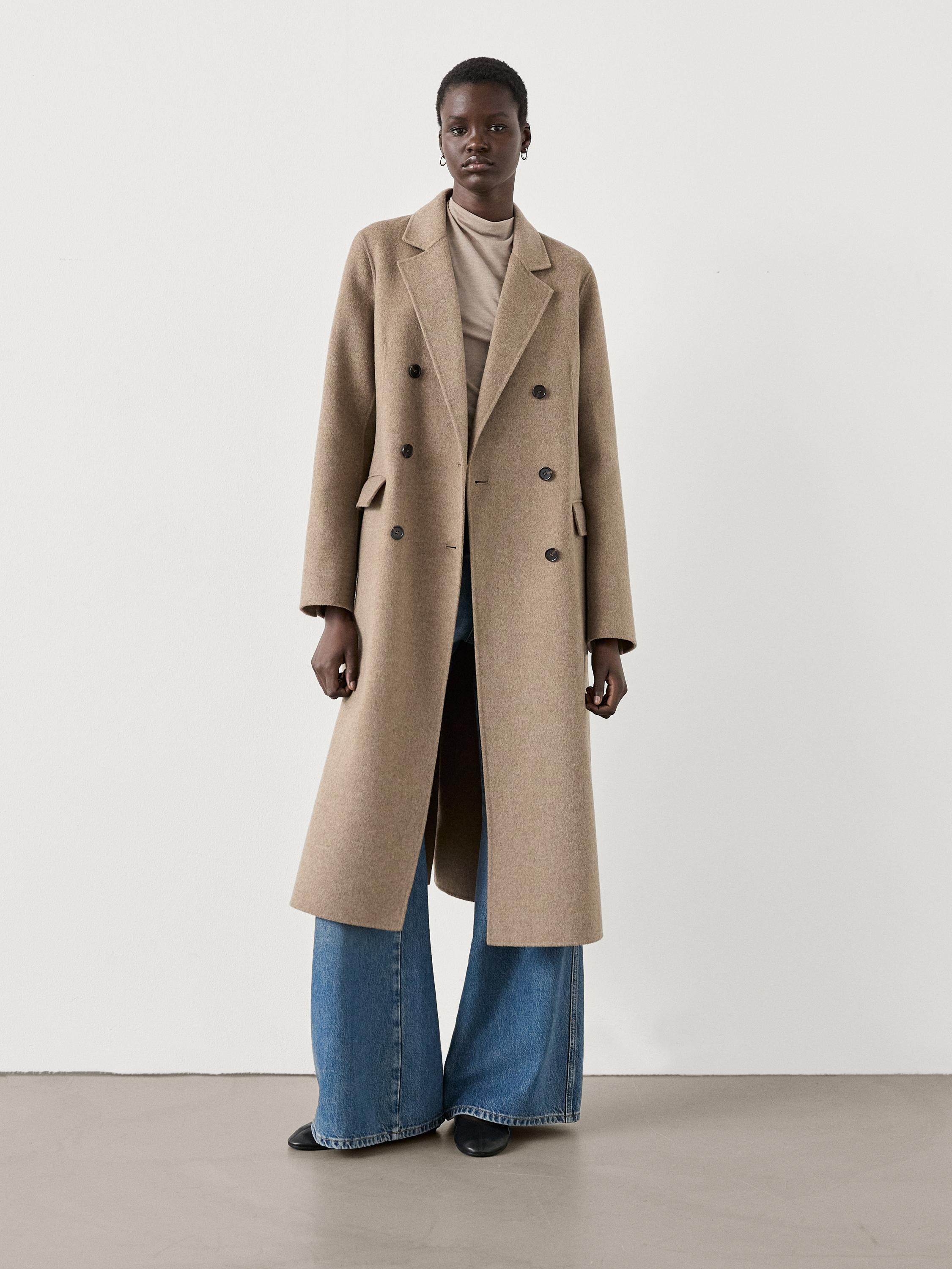 Massimo dutti camel wool coat on sale