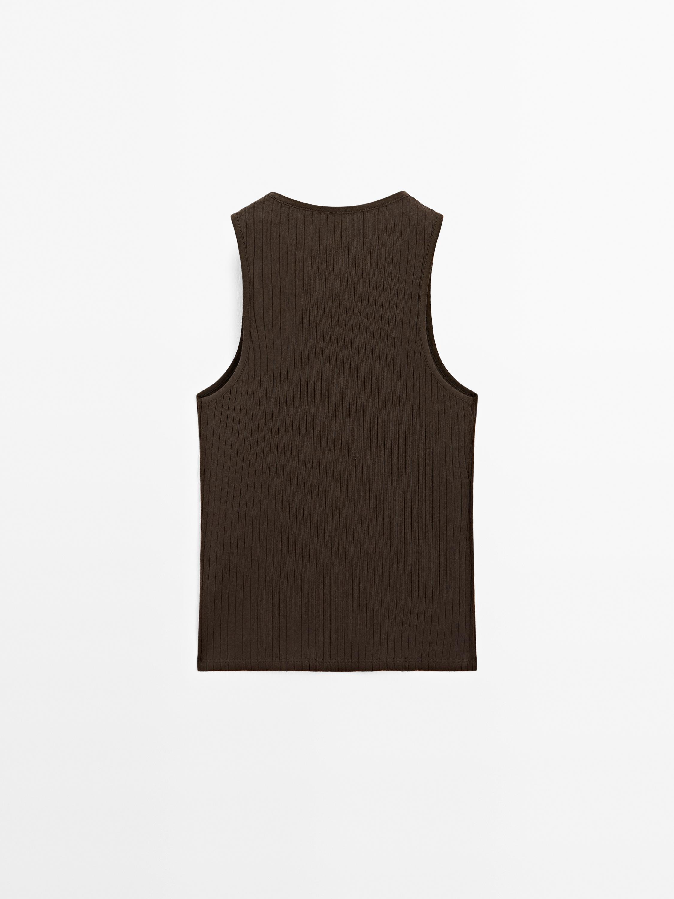 Ribbed knit halter neck top