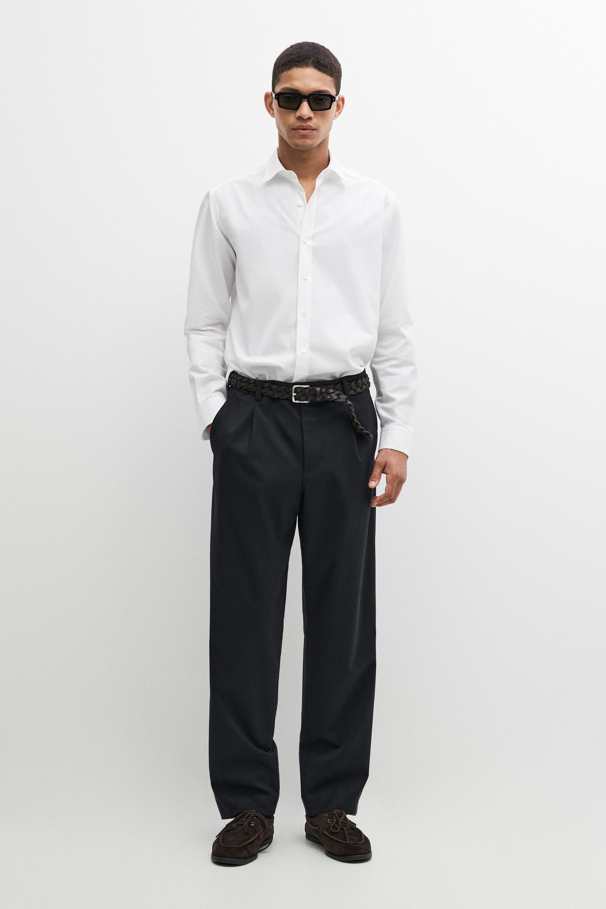 100% cotton melange twill regular fit shirt