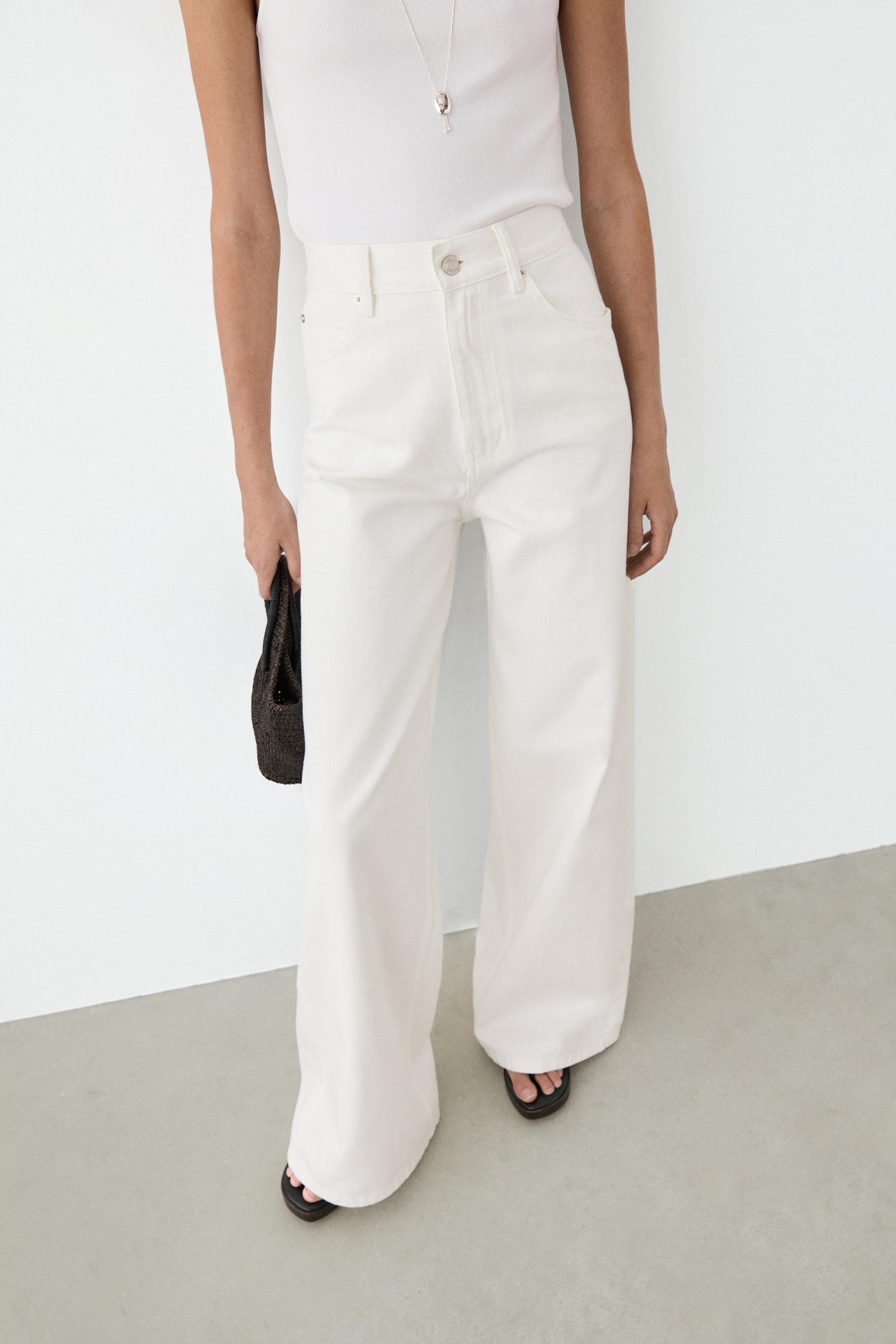 High-waist wide-leg jeans — Off white