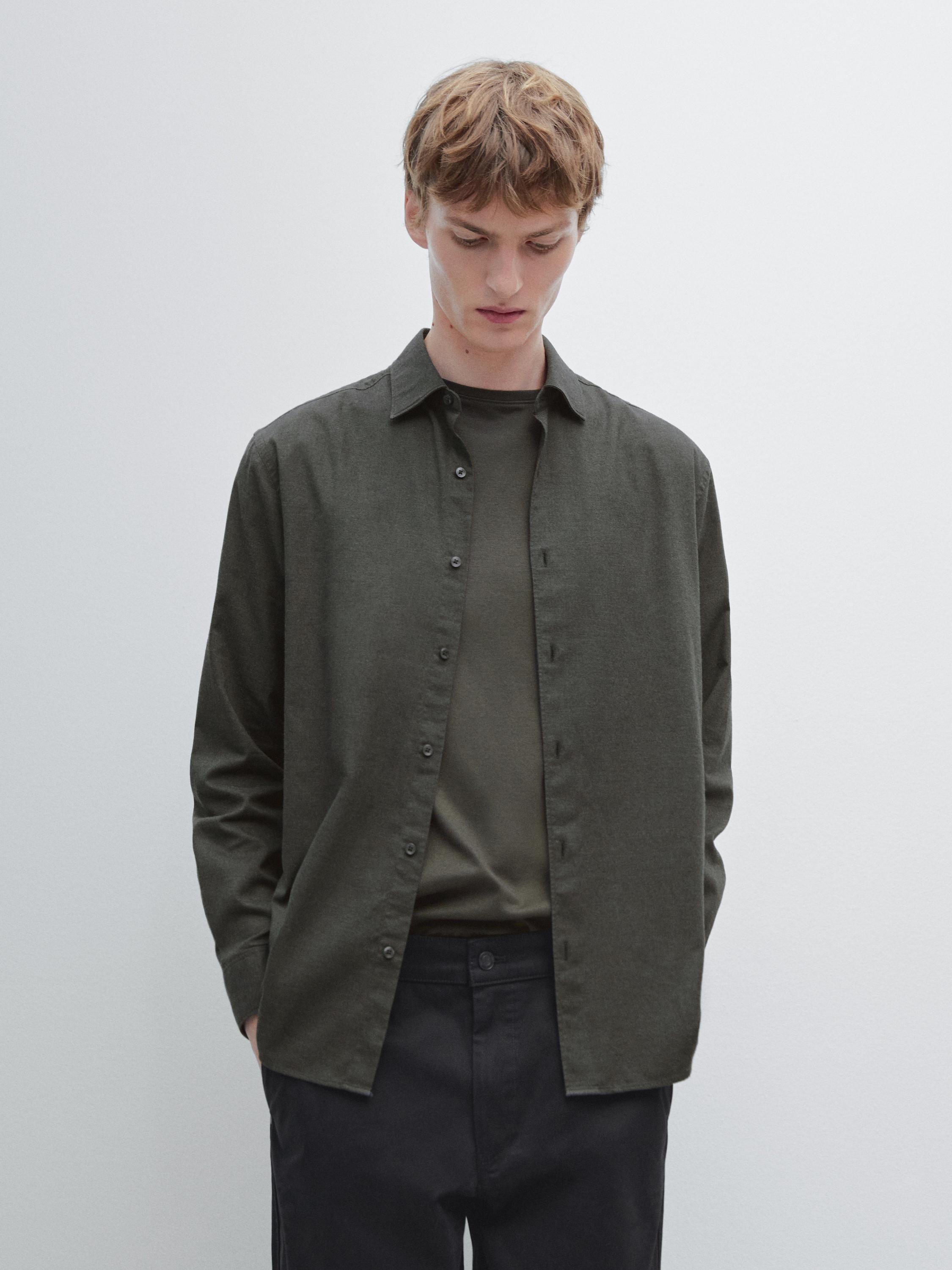 Slim fit twill melange shirt