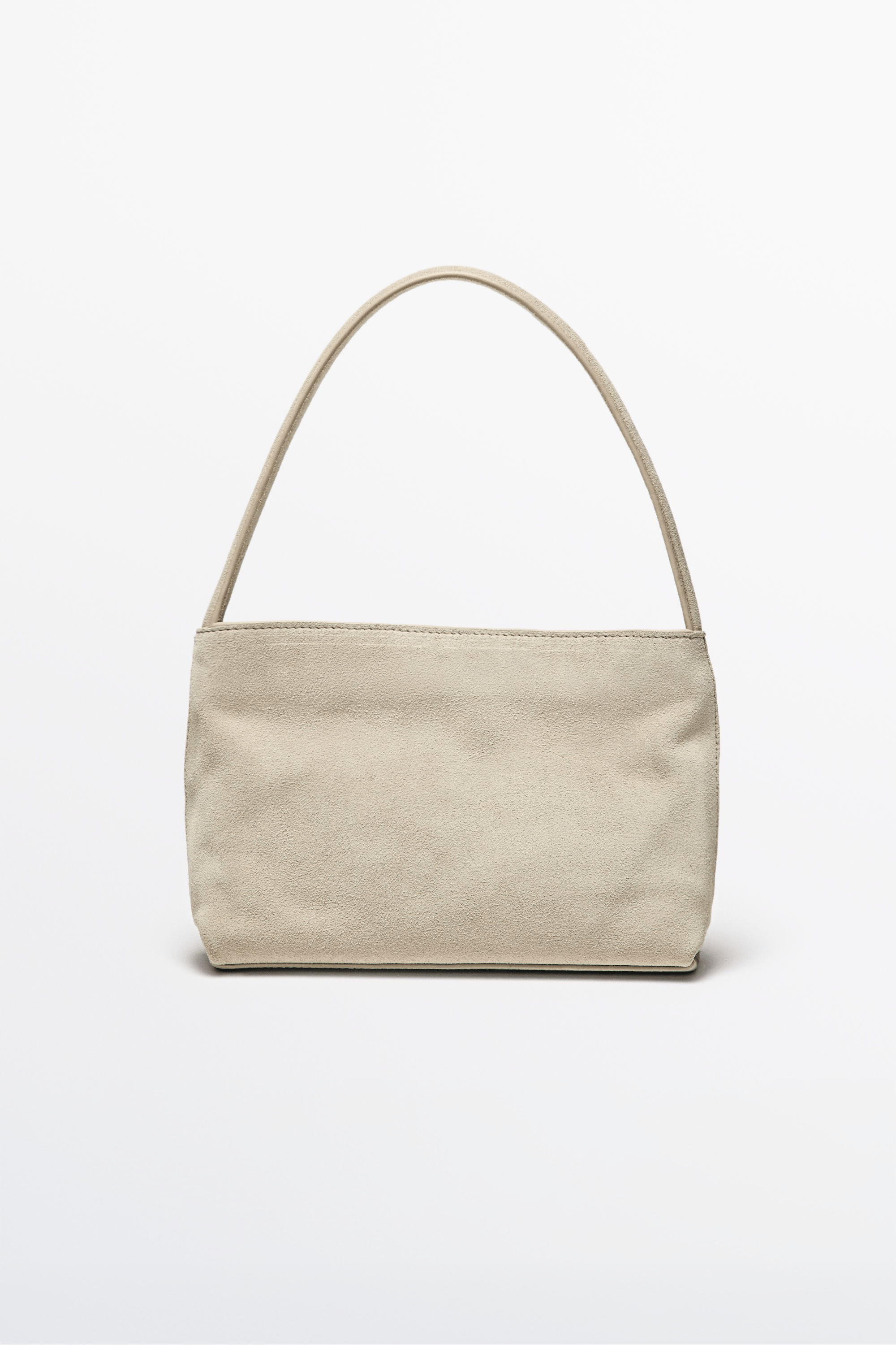 Split suede leather shoulder bag — Ecru