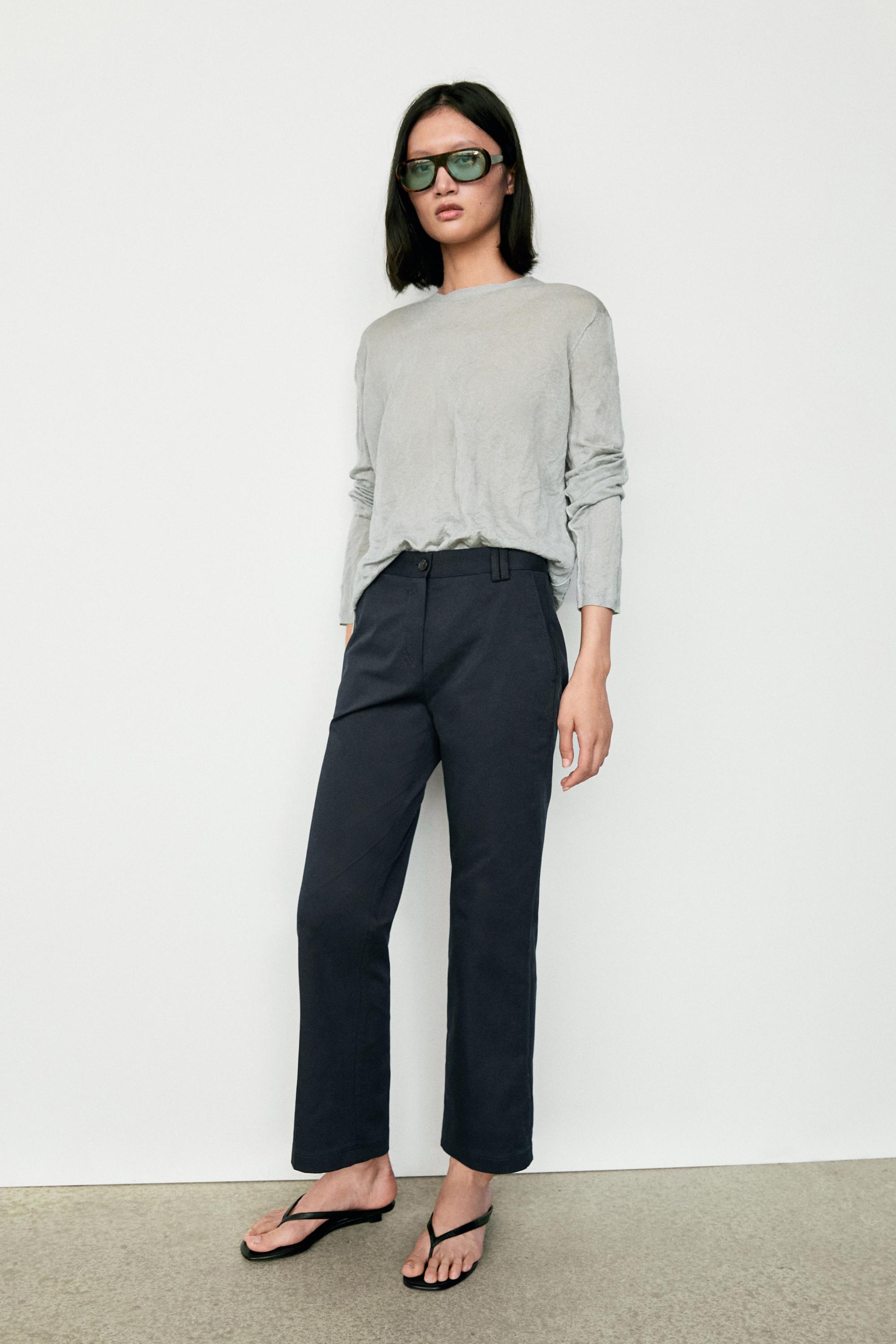 Stretch cotton blend mini flare pants — DEEP BLUE