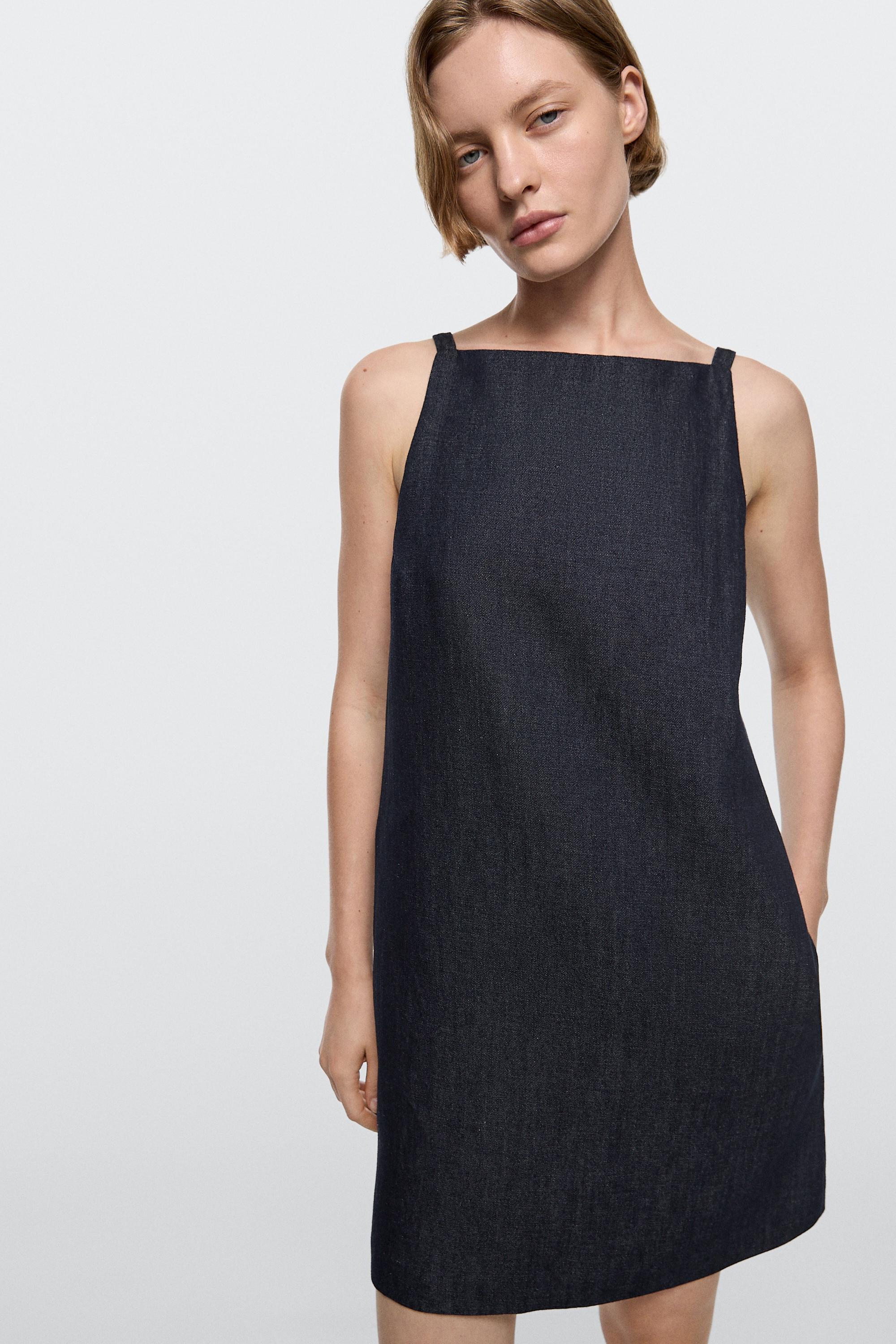 Denim mini dress — DARK BLUE