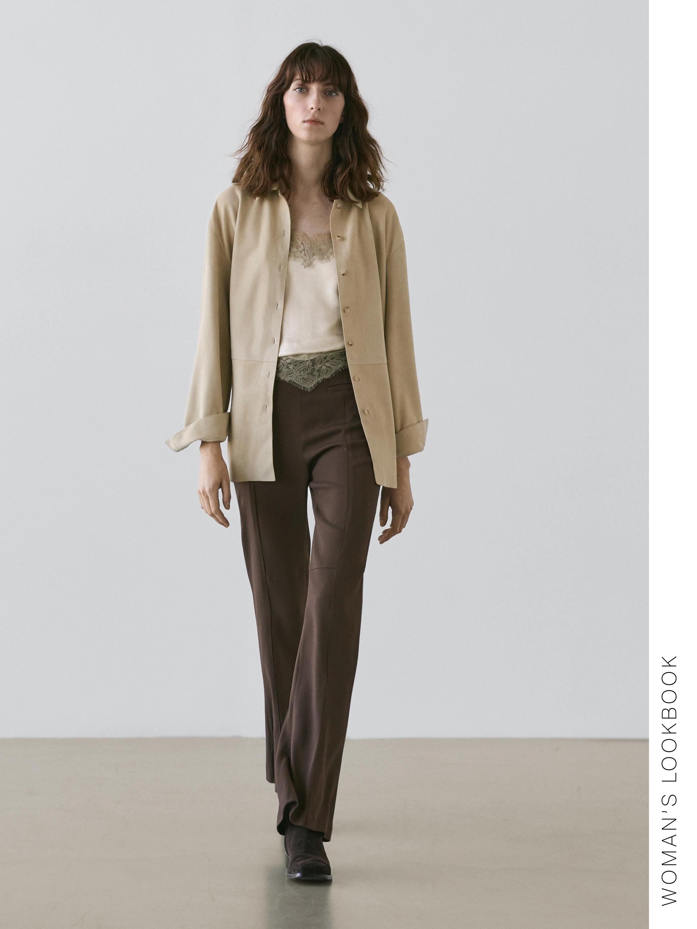 Flared trousers with pocket — BROWN