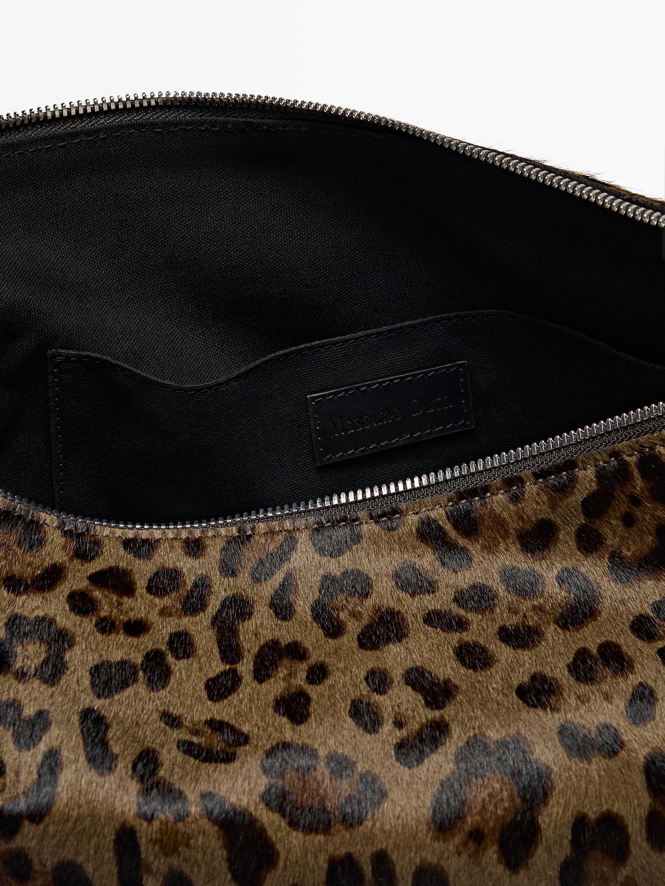 Sac porté épaule imprimé animal en cuir