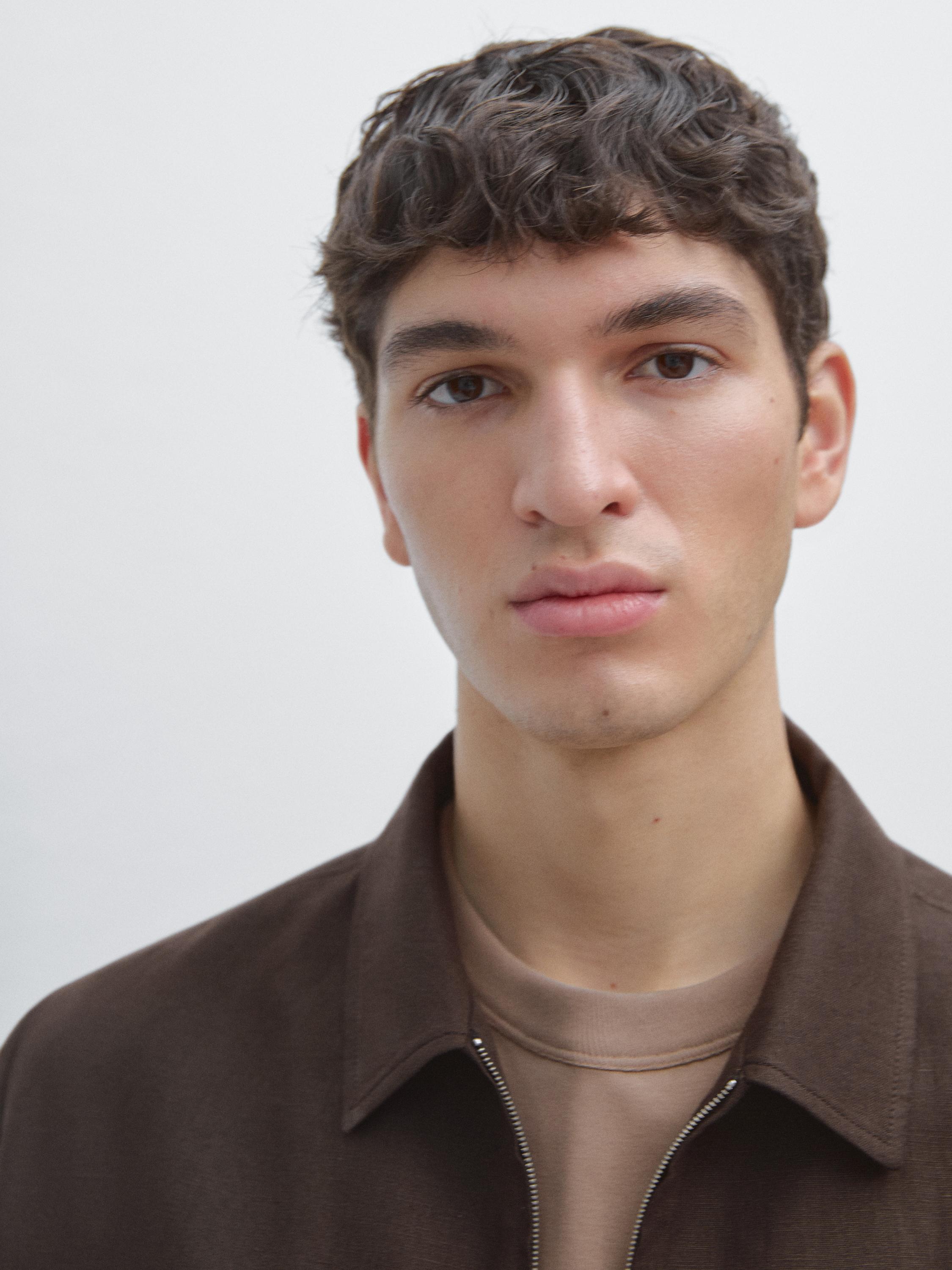 Total look linen overshirt — Chocolate