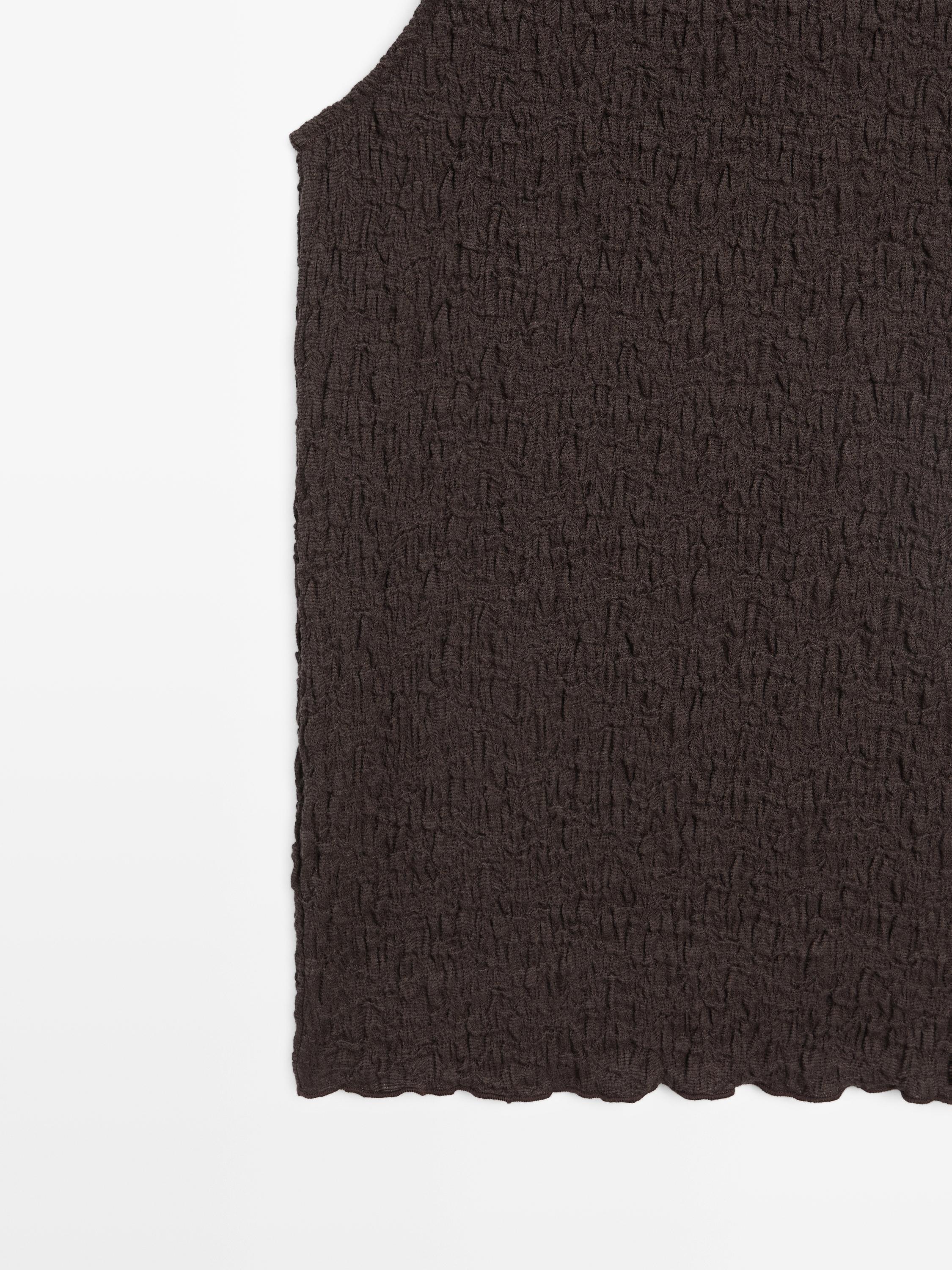 Textured halter top — BROWN