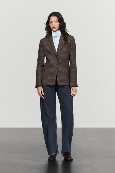 100% wool check blazer — BROWN 8