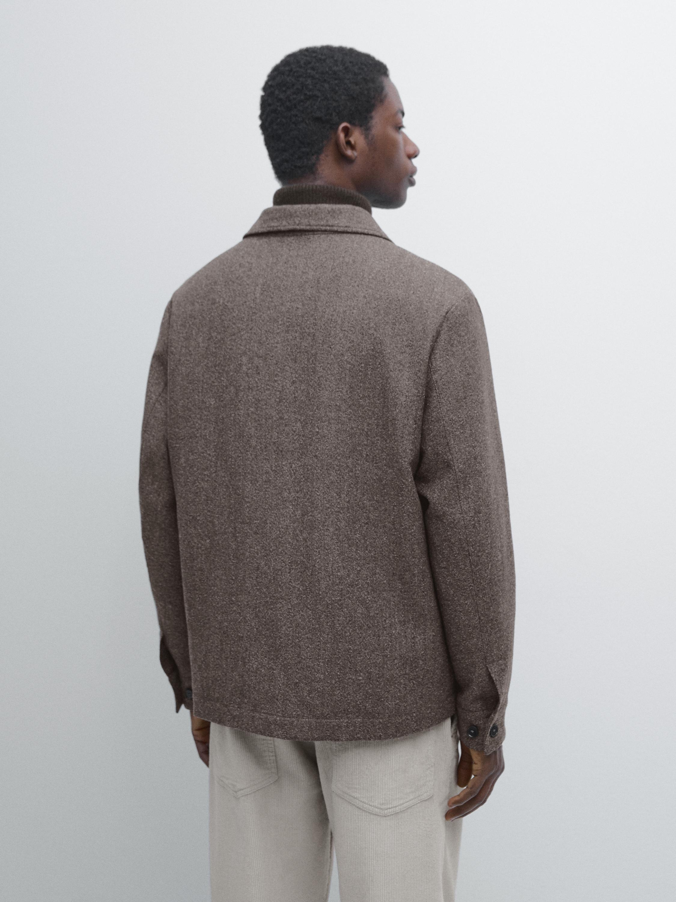 Herringbone wool blend cardigan — MINK