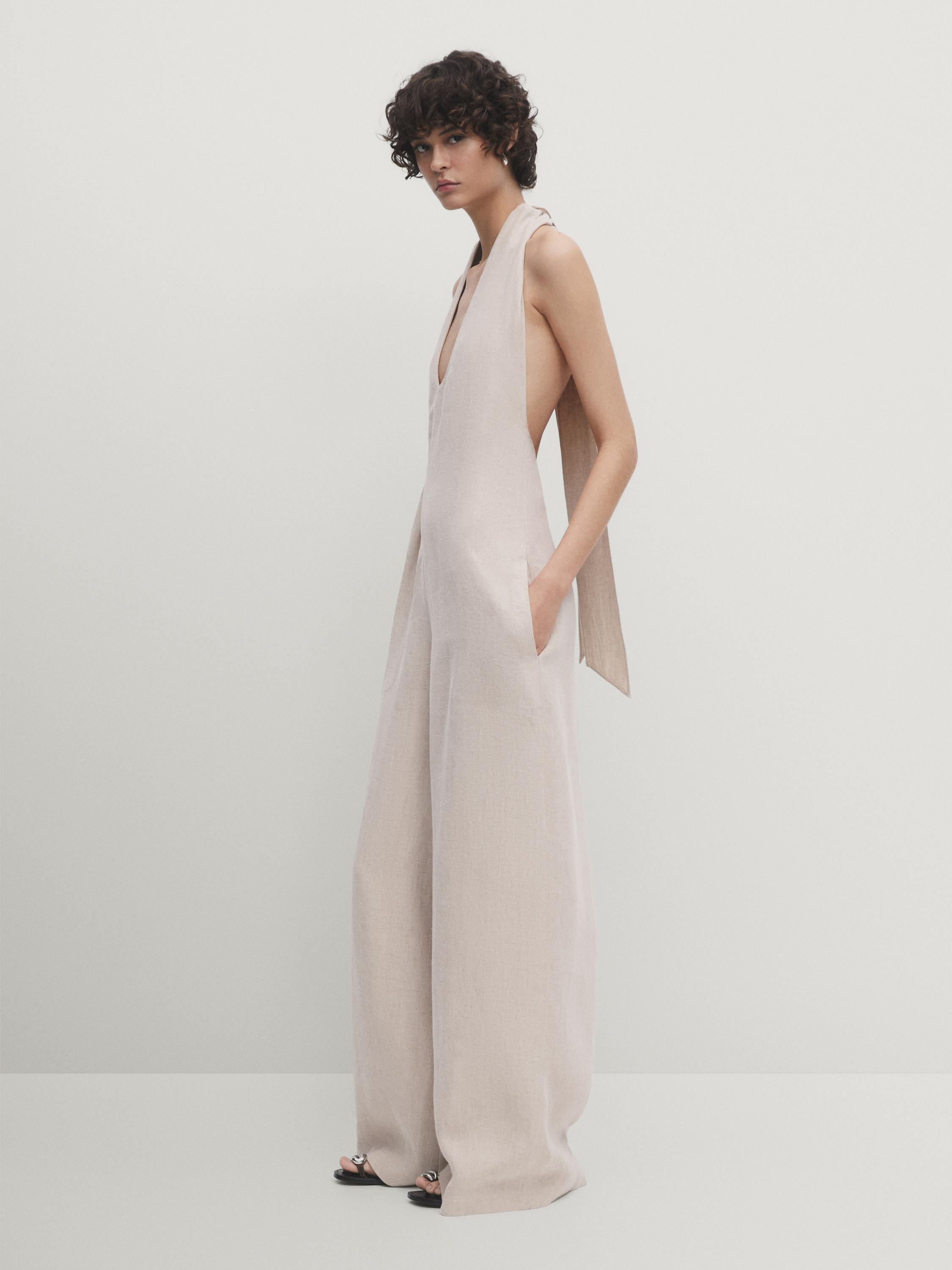 أفرول كتان 100% بياقة هالتر