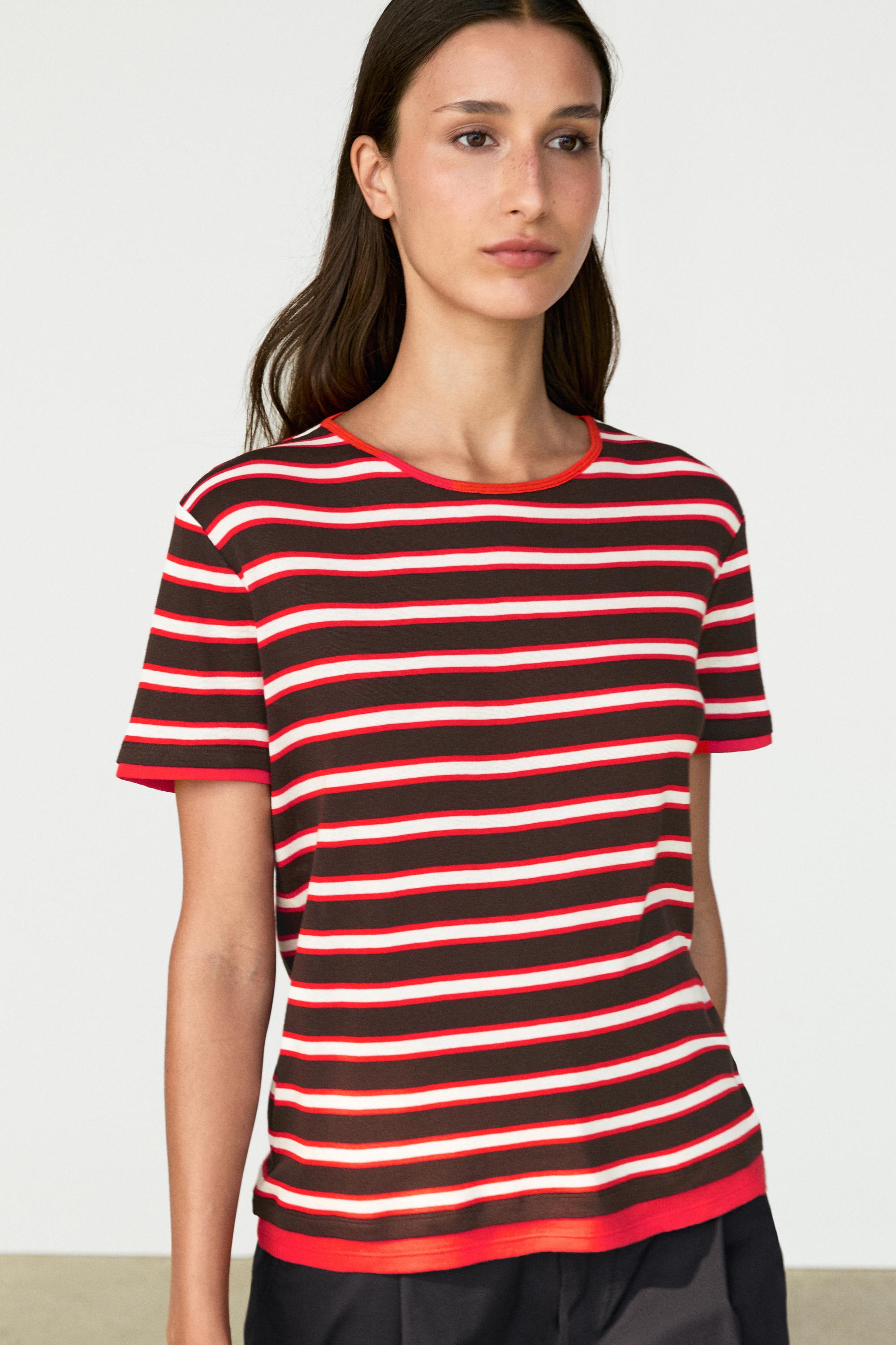 Gestreiftes Baumwoll-T-Shirt