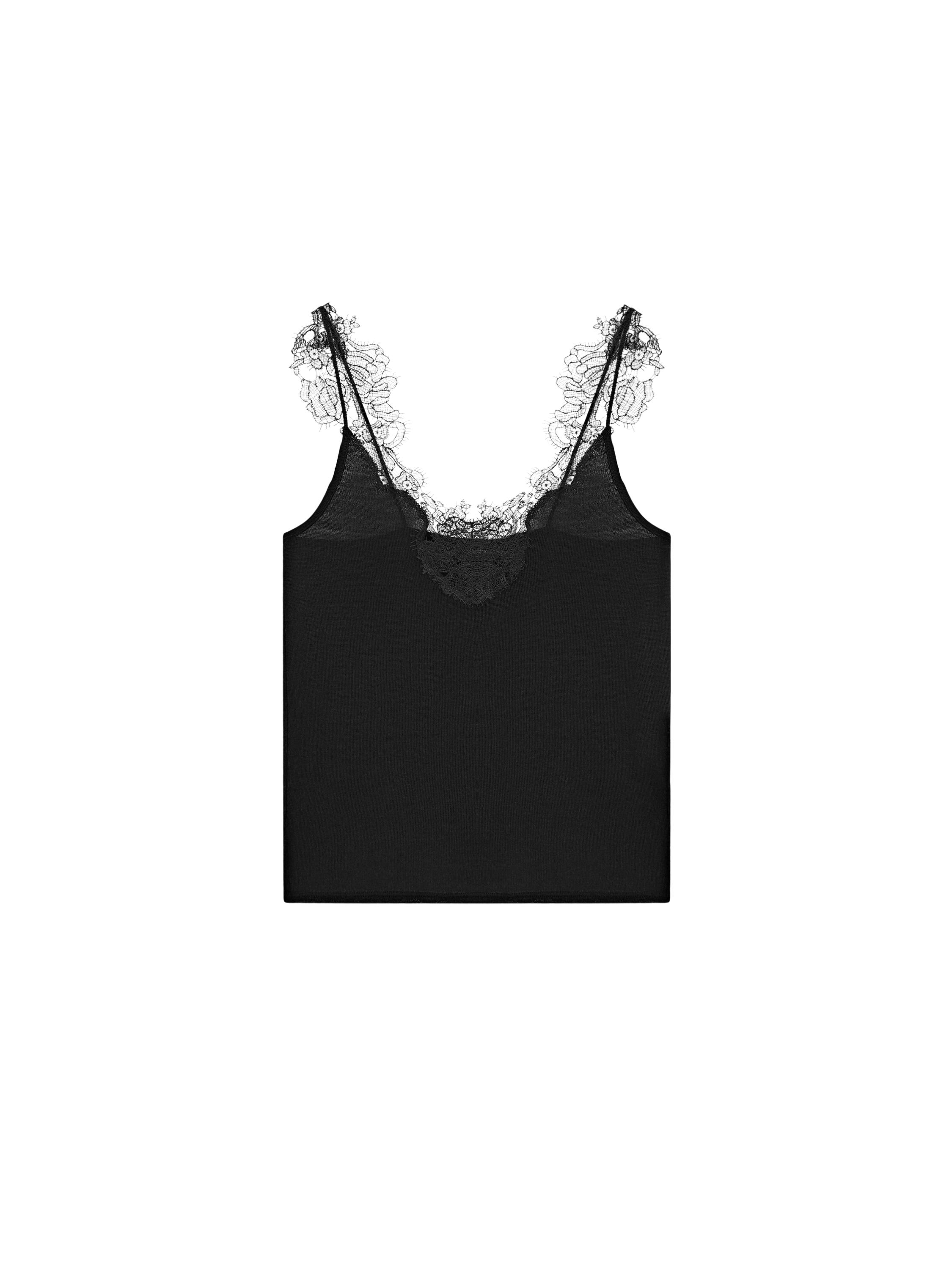 Трикотажен потник с презрамки и дантелен кант