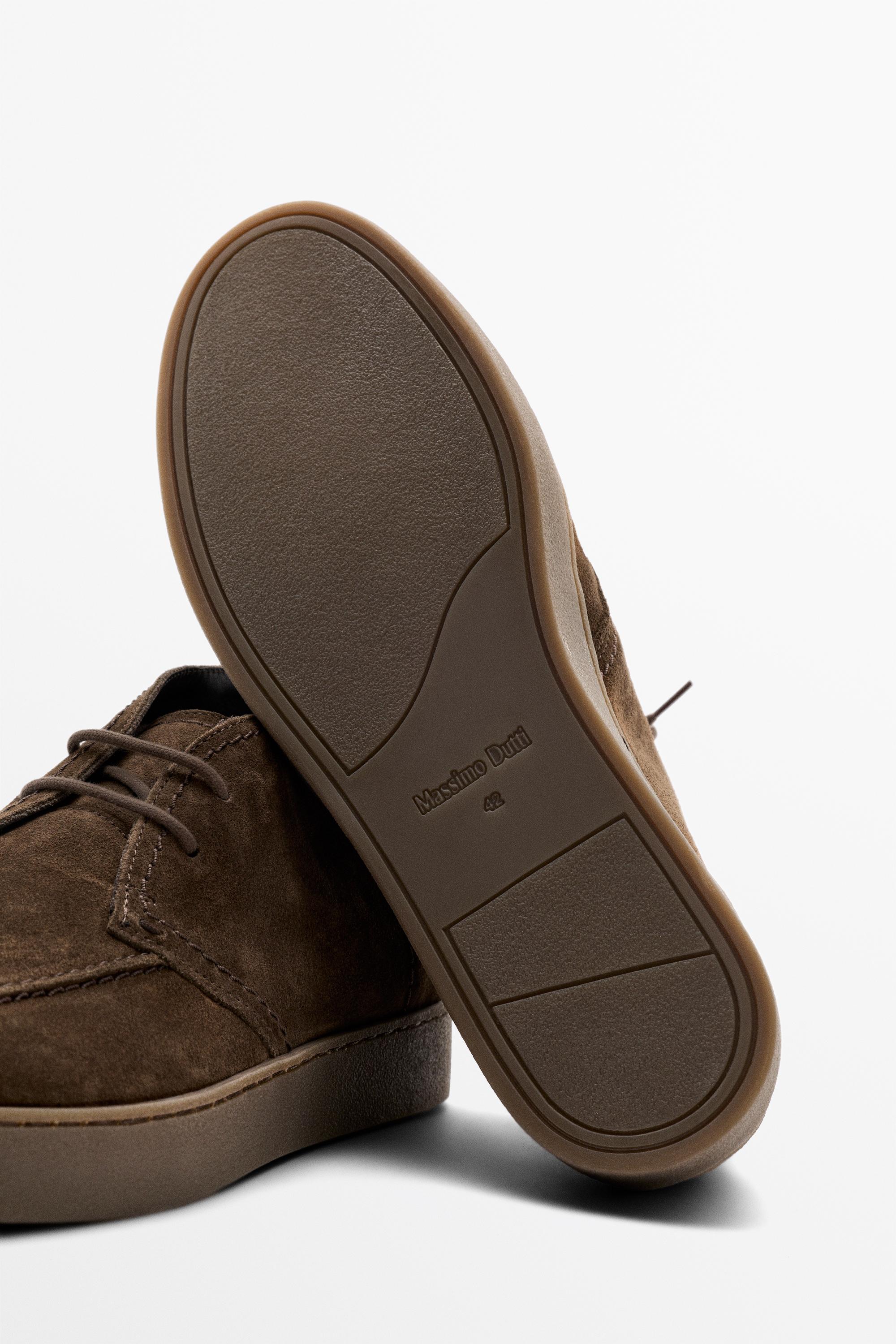 Split suede moc toe ankle-boot shoe — BROWN