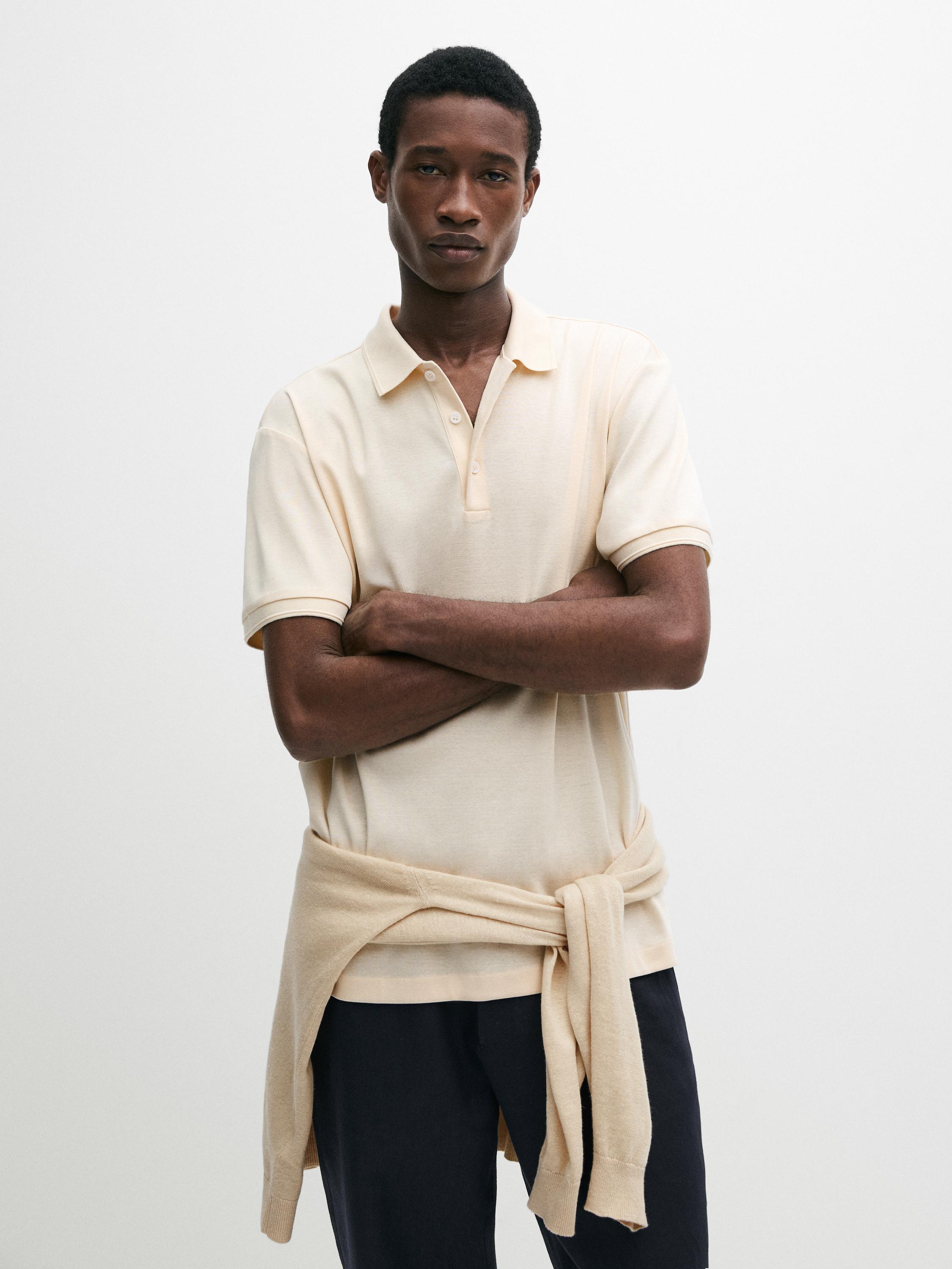 Short sleeve cotton polo shirt — Yellow