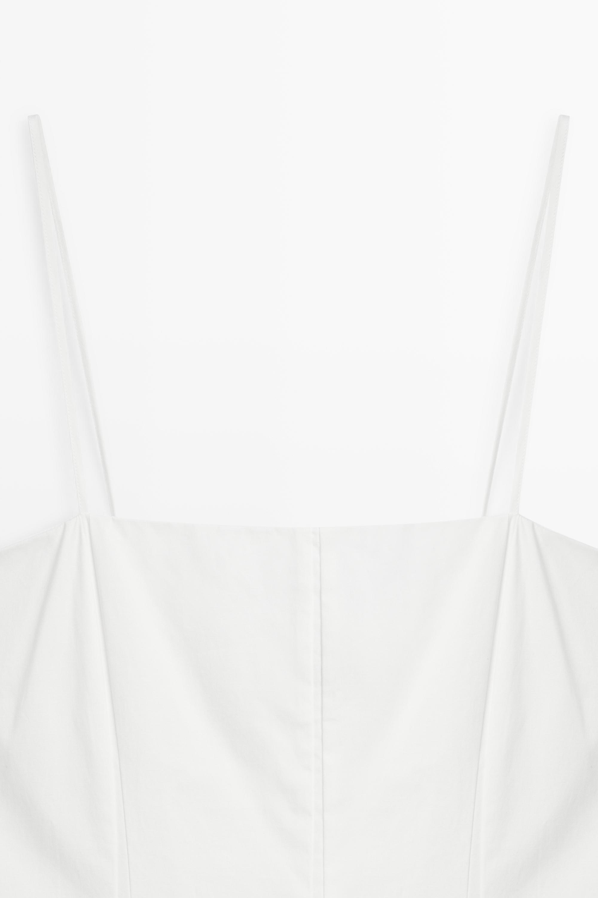 Poplin strap midi dress — WHITE