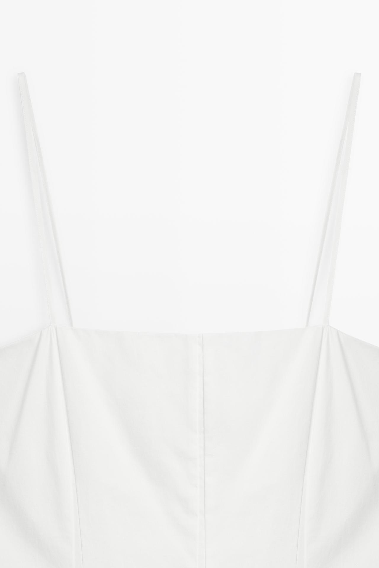 Poplin strap midi dress — WHITE