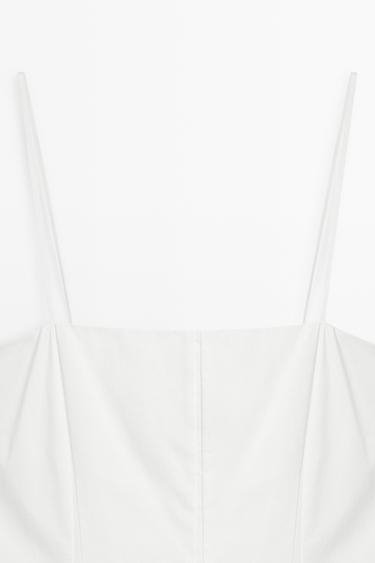 Poplin strap midi dress — WHITE 9