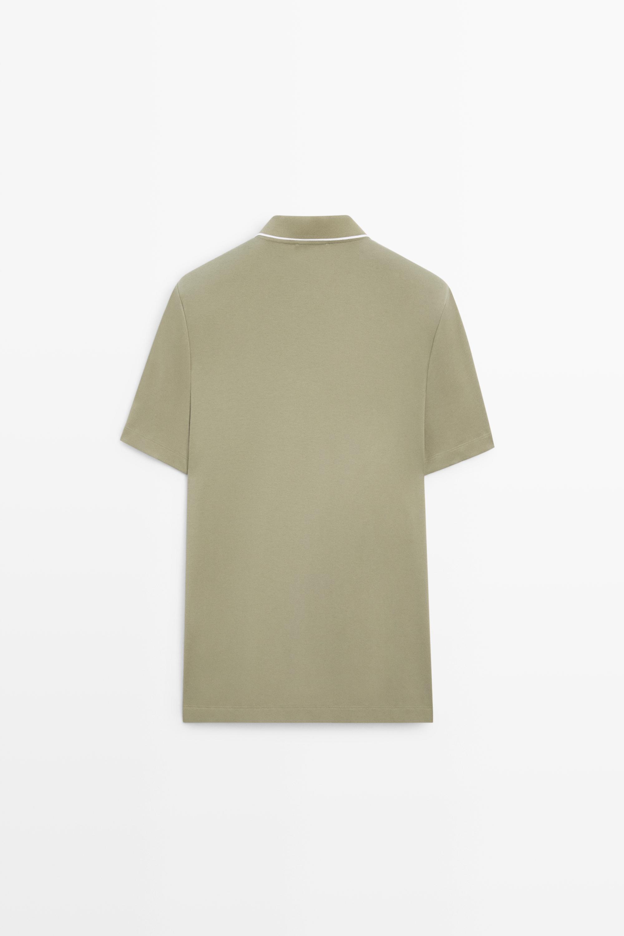 Short sleeve polo shirt with contrast detail — MARINE GREEN