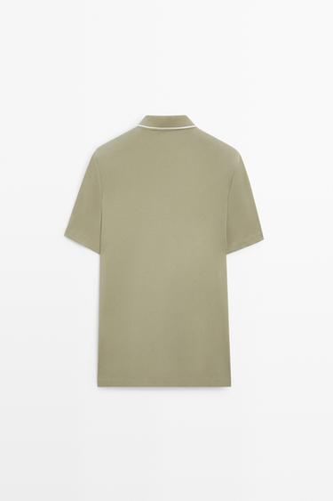 Short sleeve polo shirt with contrast detail — MARINE GREEN 6