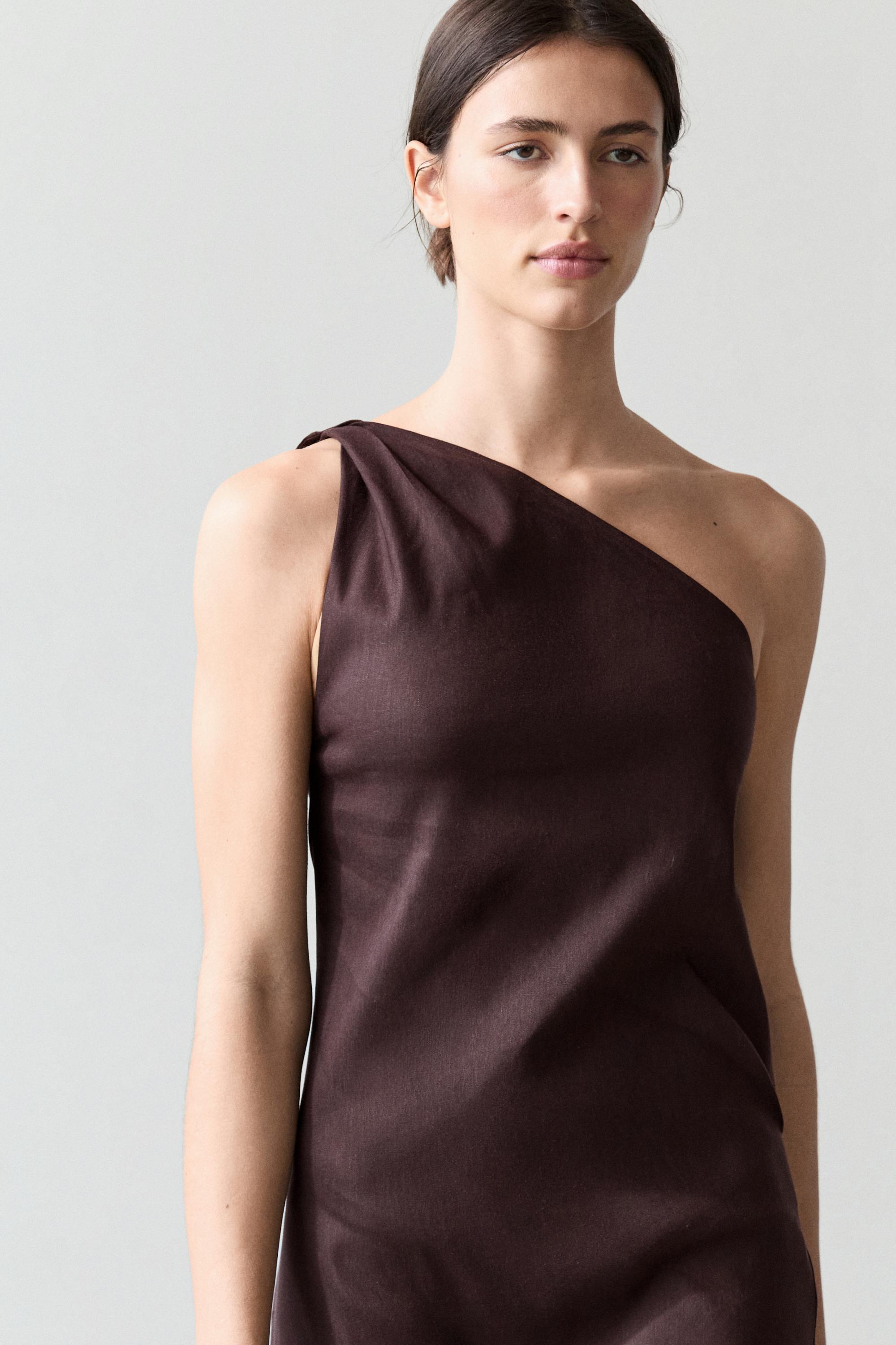 Asymmetric Linen Blend Dress - Brown - 4 - Massimo Dutti - Women Asymmetric Linen Blend Dress - Brown - 4 - Massimo Dutti - Women