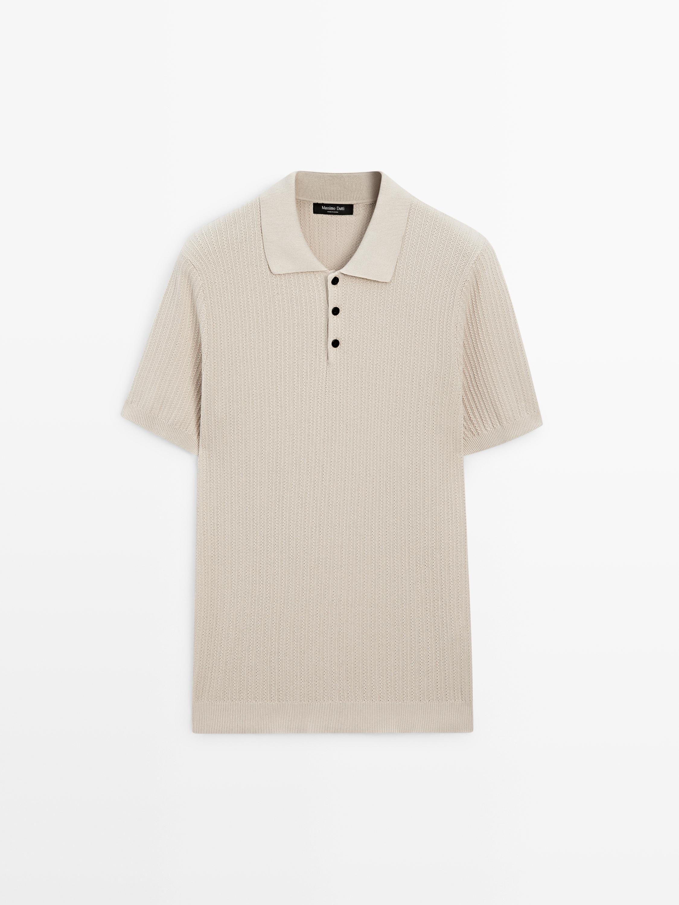 Pull polo en maille texturée 100 % coton
