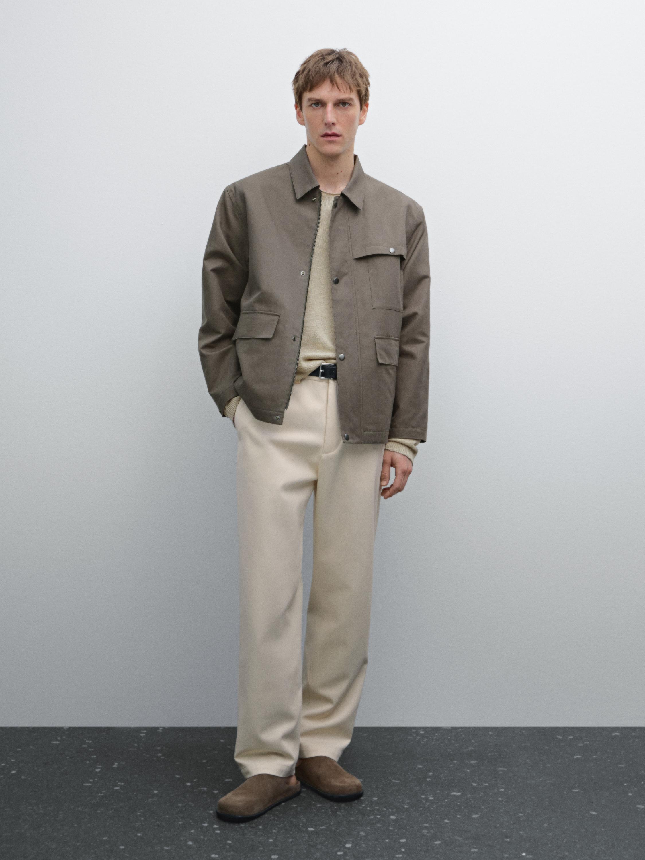 جاكيت من القطن المخلوط مفصل بجيب