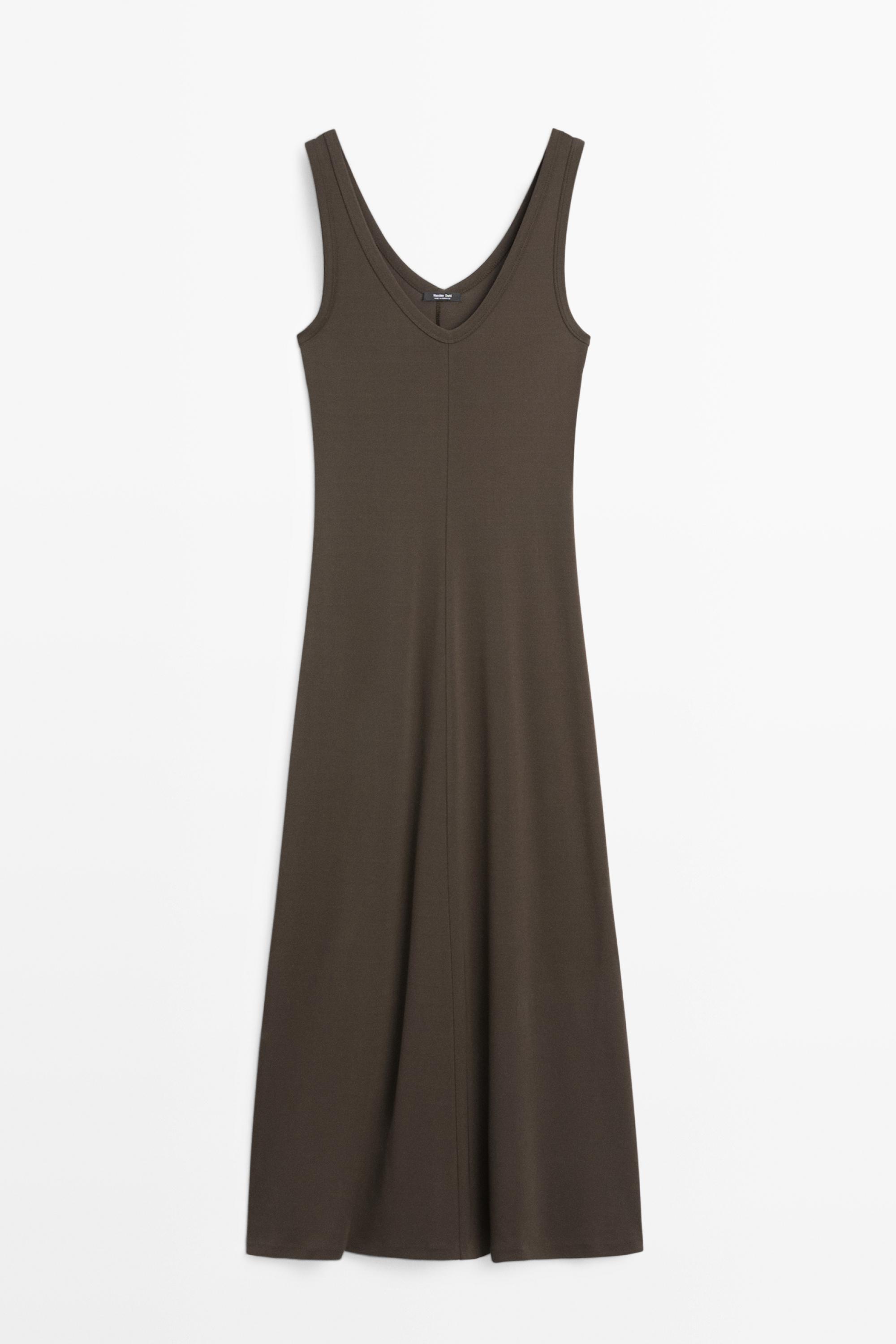 Midi dress with central seam detail — KHAKI