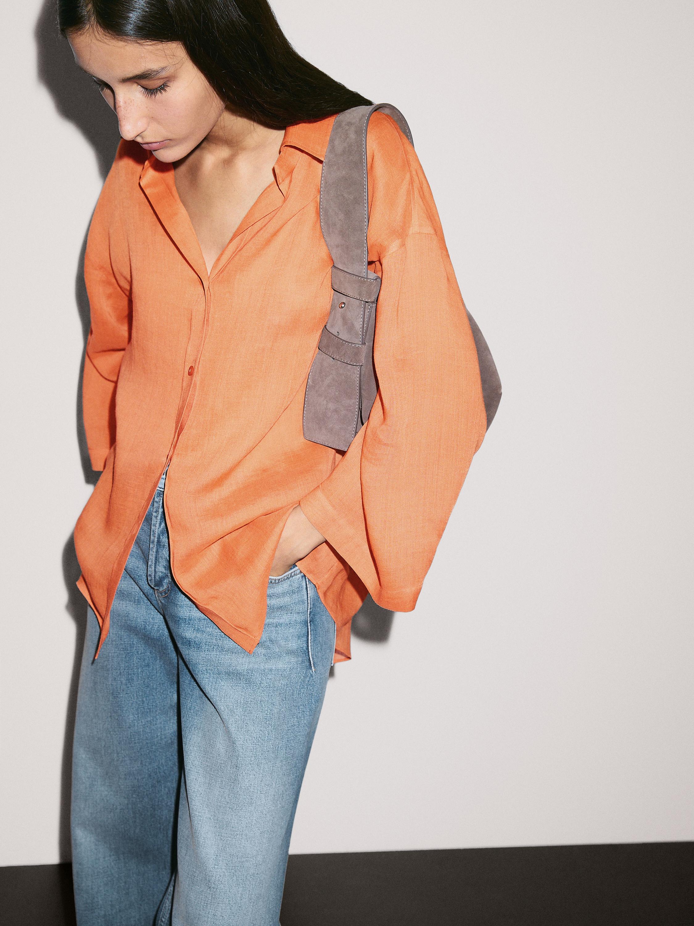 Oversize ramie blend shirt